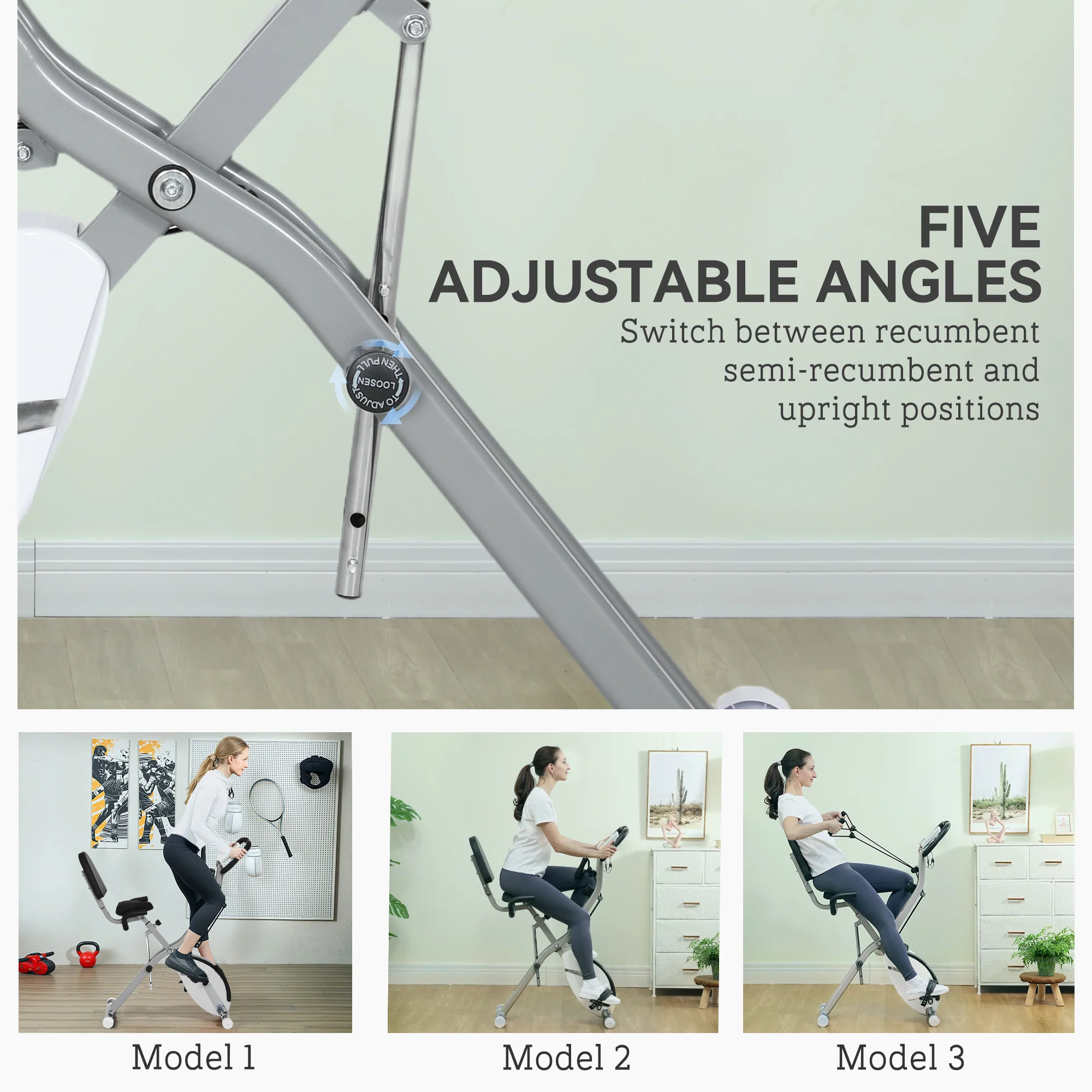 SPORTNOW Folding Exercise Bike With Arm Bands And Hand Pulse Sensor - Image 21
