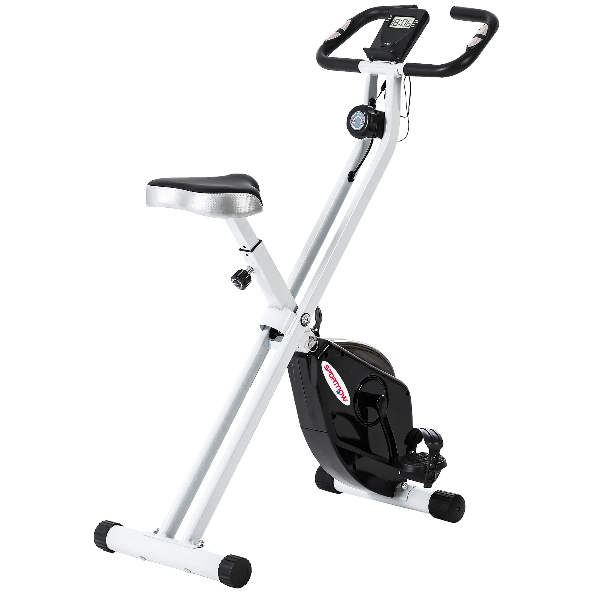 SPORTNOW Folding Exercise Bike With Heart-Rate Sensor For Home Use, Pink/White - Image 10