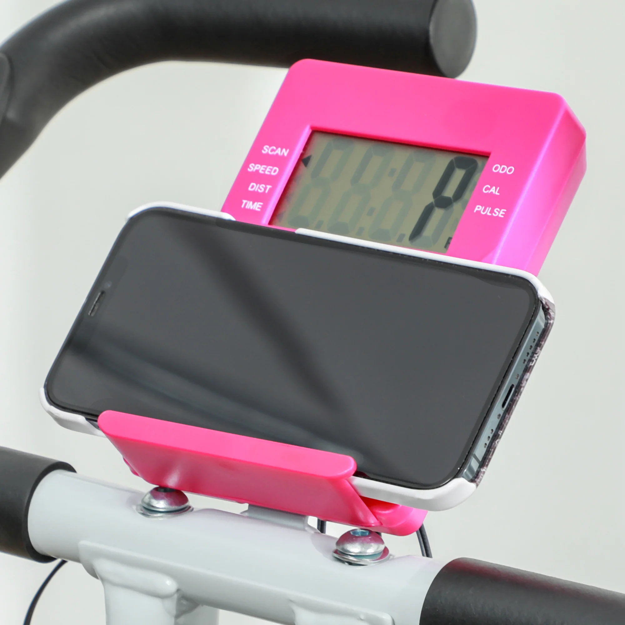 SPORTNOW Folding Exercise Bike With Heart-Rate Sensor For Home Use, Pink/White - Image 9