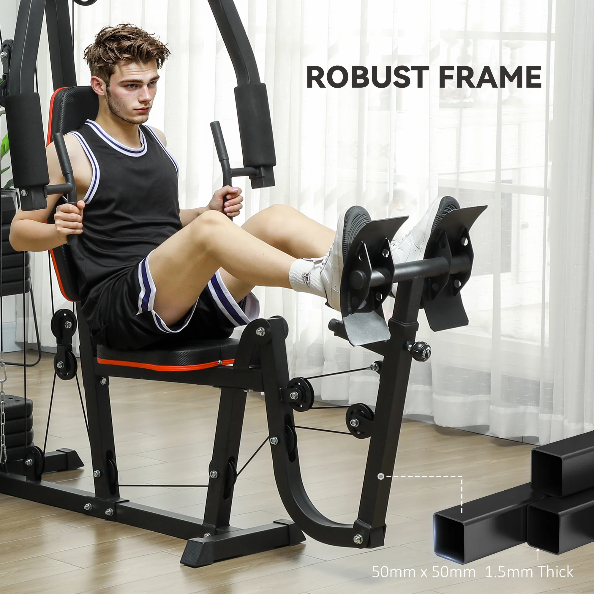 SPORTNOW Home Gym Machine Compact Multi Gym with 45kg Weight Stack - Image 6