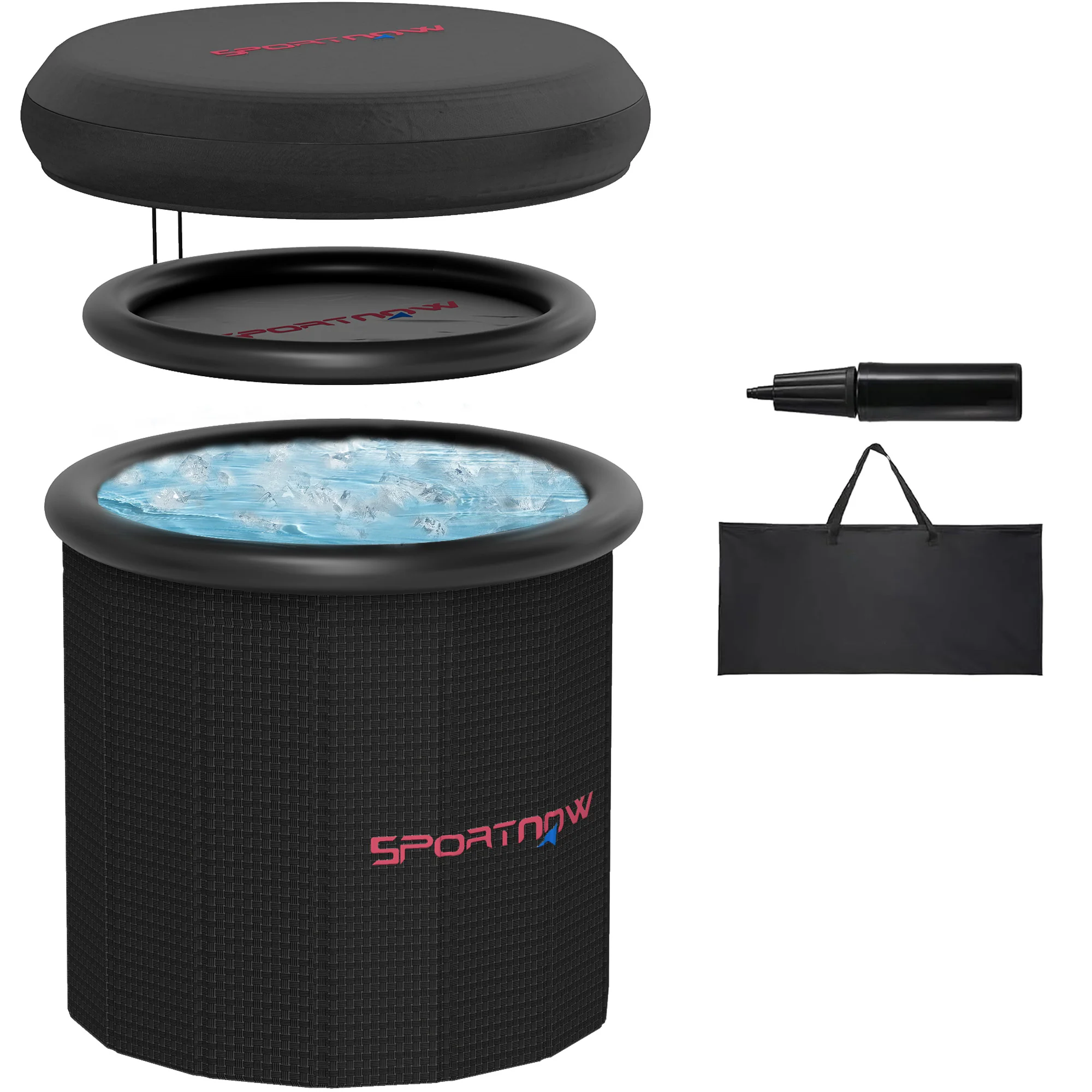 SPORTNOW Ice Bath Tub Outdoor, 300L Portable Cold Water Therapy Tub, Black