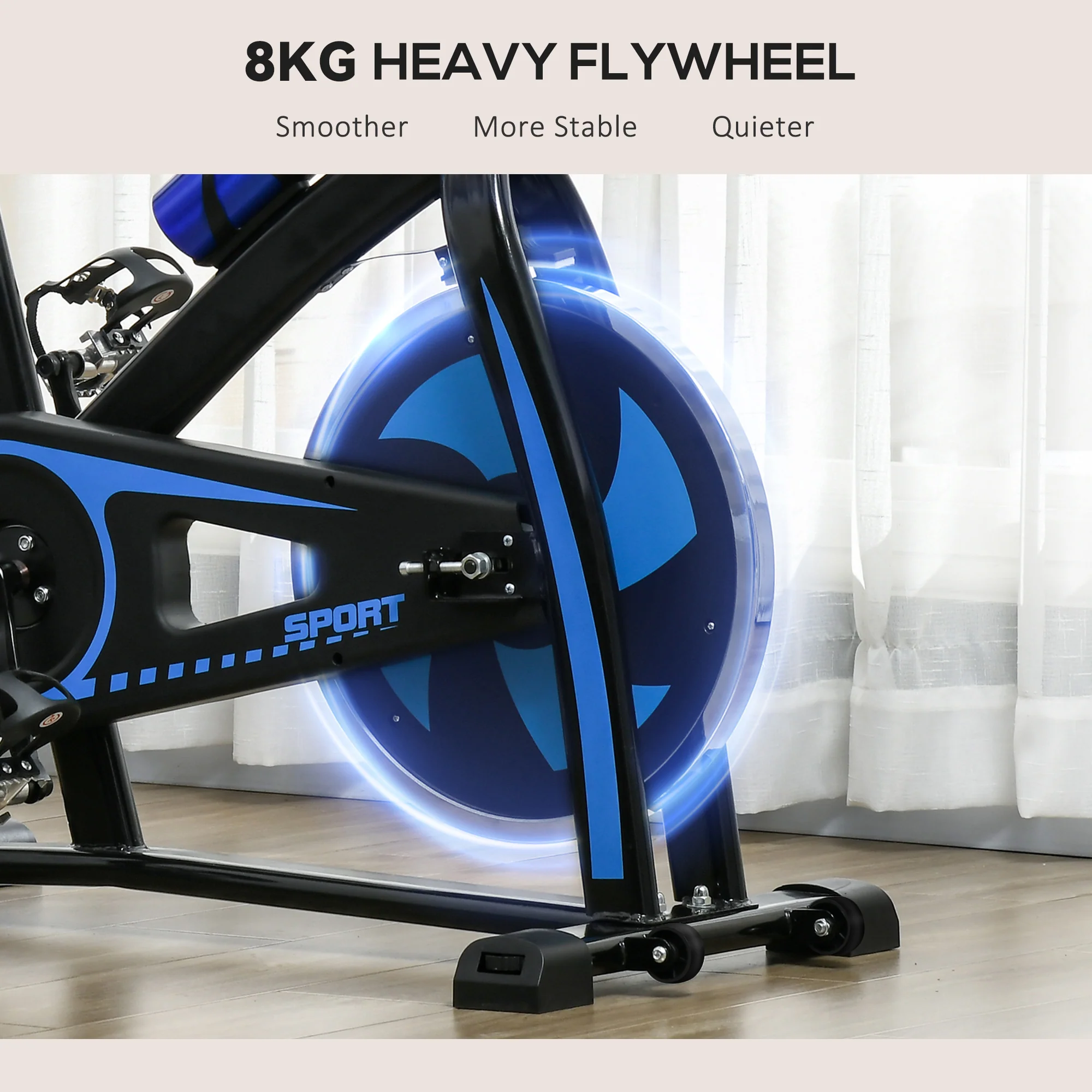 SPORTNOW Indoor Exercise Bike Stationary Bike for Home Gym Workout, Blue - Image 8