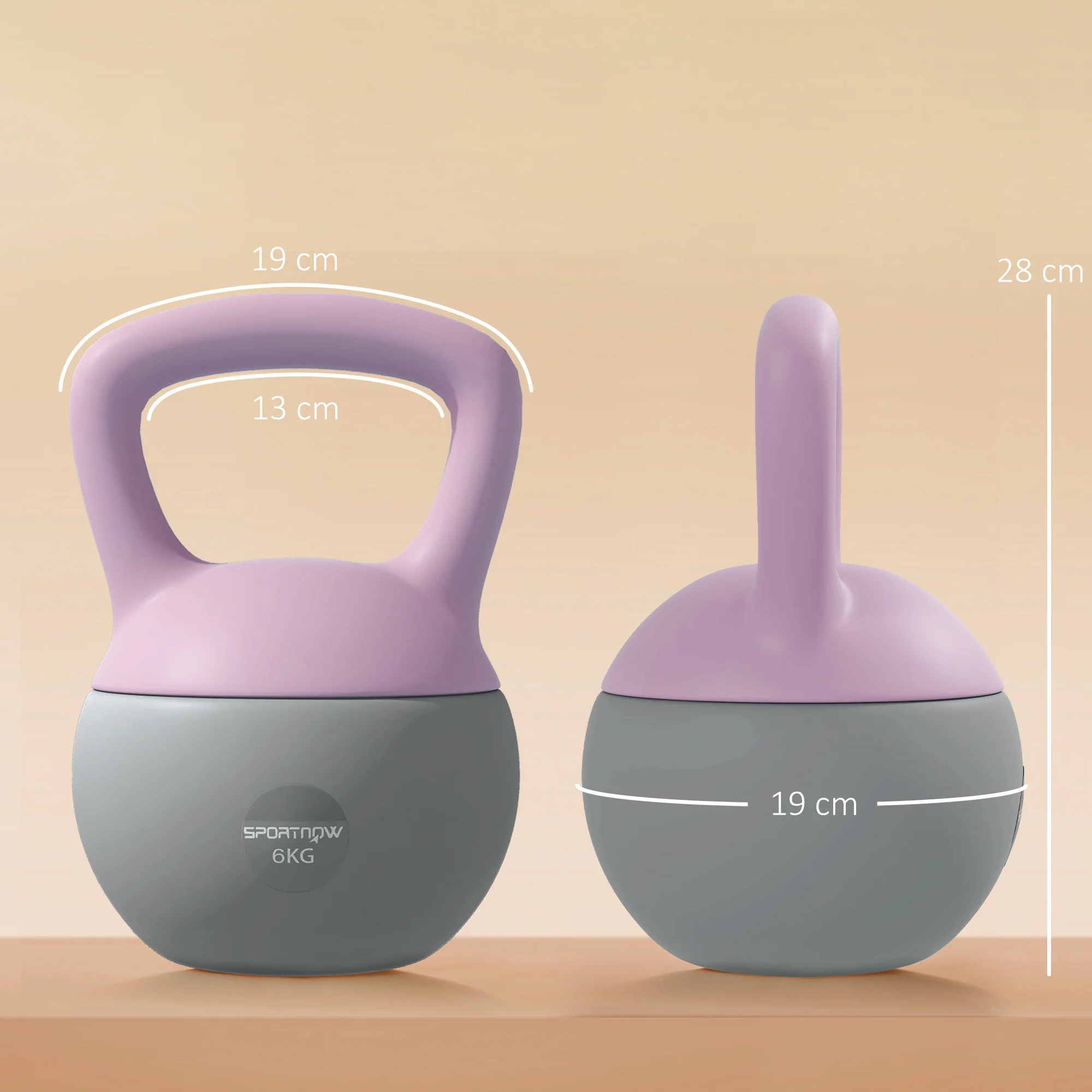 SPORTNOW Kettlebell W/ Soft Body And Non-Slip Handle, Purple And Grey - Image 14