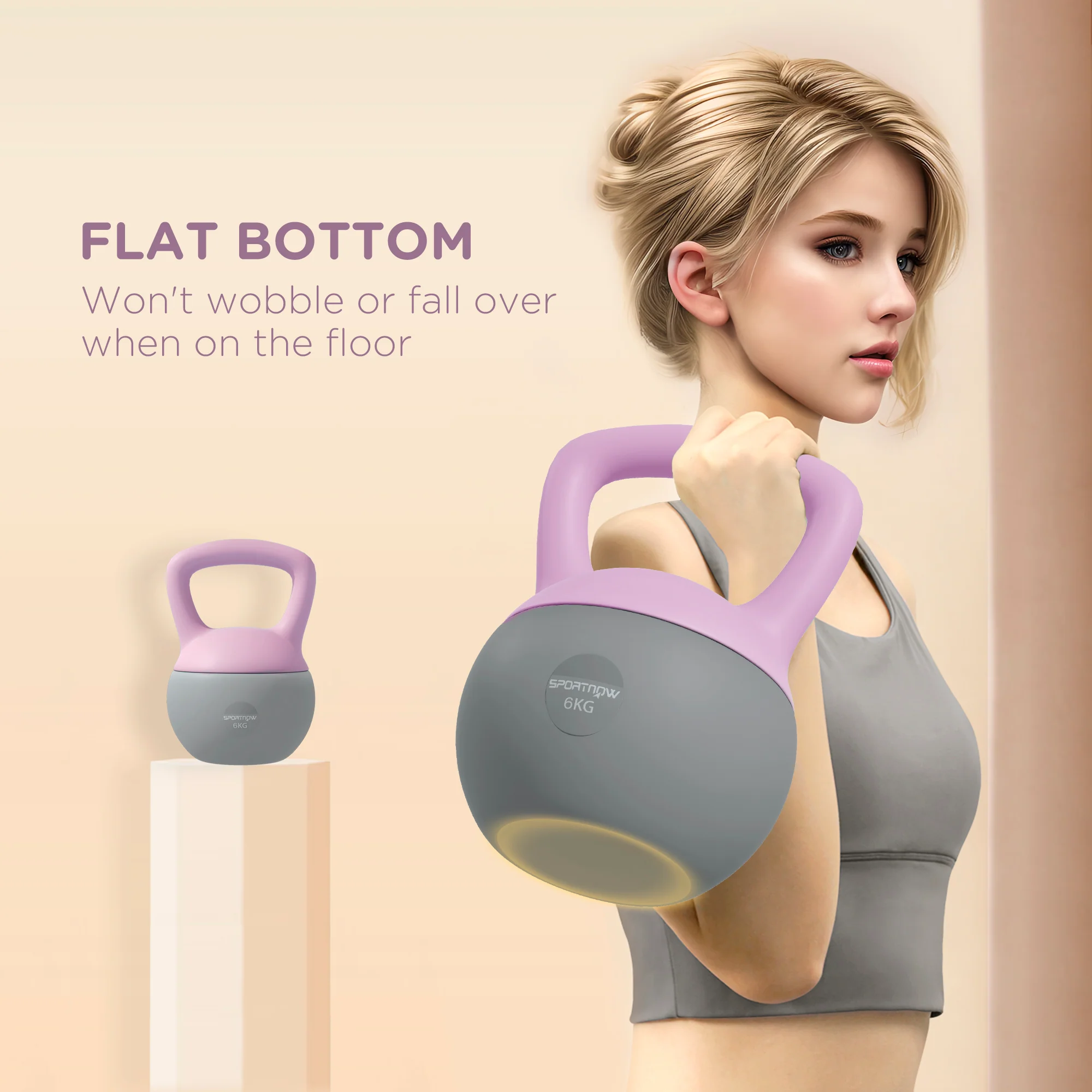 SPORTNOW Kettlebell W/ Soft Body And Non-Slip Handle, Purple And Grey - Image 15