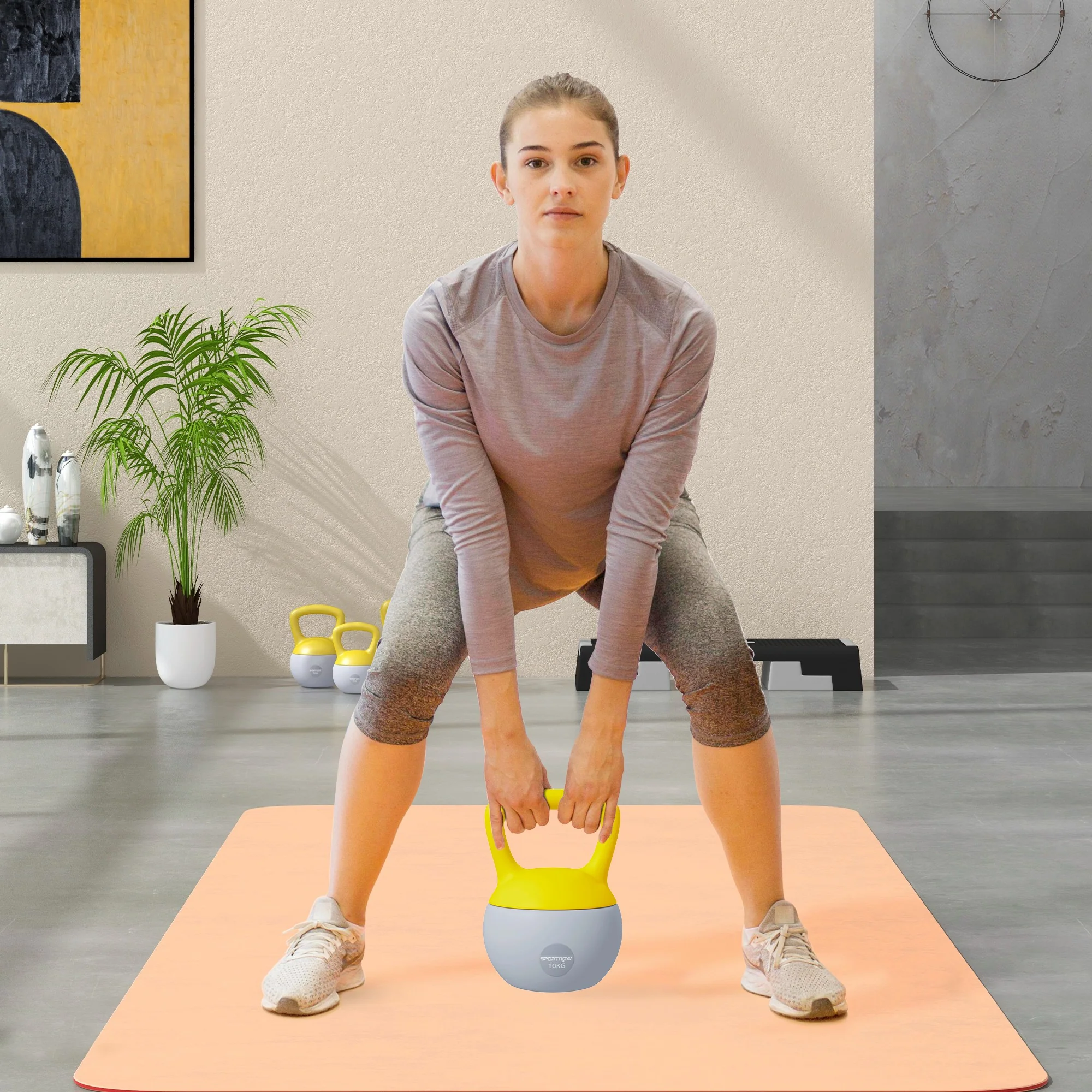 SPORTNOW Kettlebell W/ Soft Body And Non-Slip Handle, Yellow And Grey - Image 29