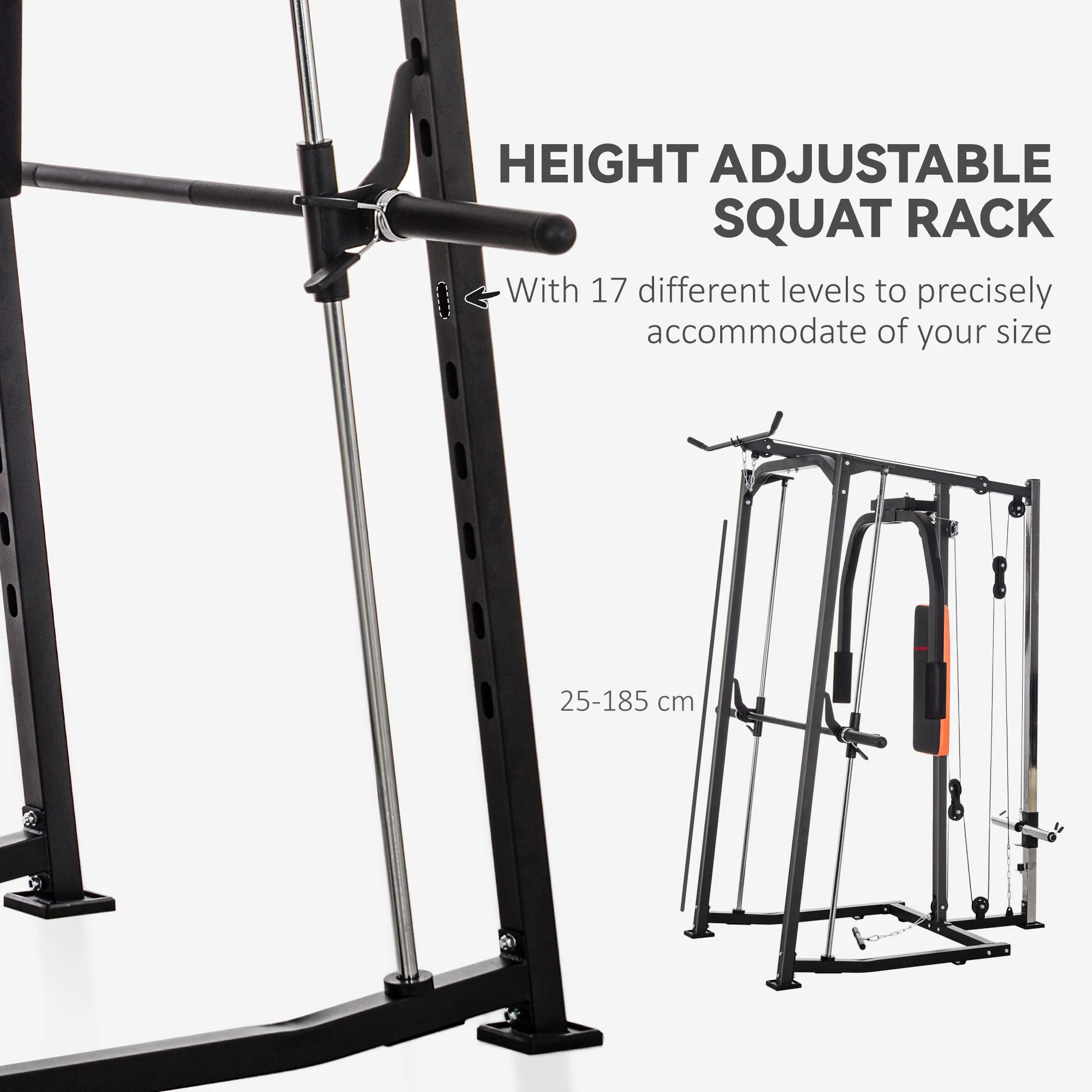 SPORTNOW Multi-Gym Smith Machine Power Cage for Home Gym Weight Lifting - Image 6