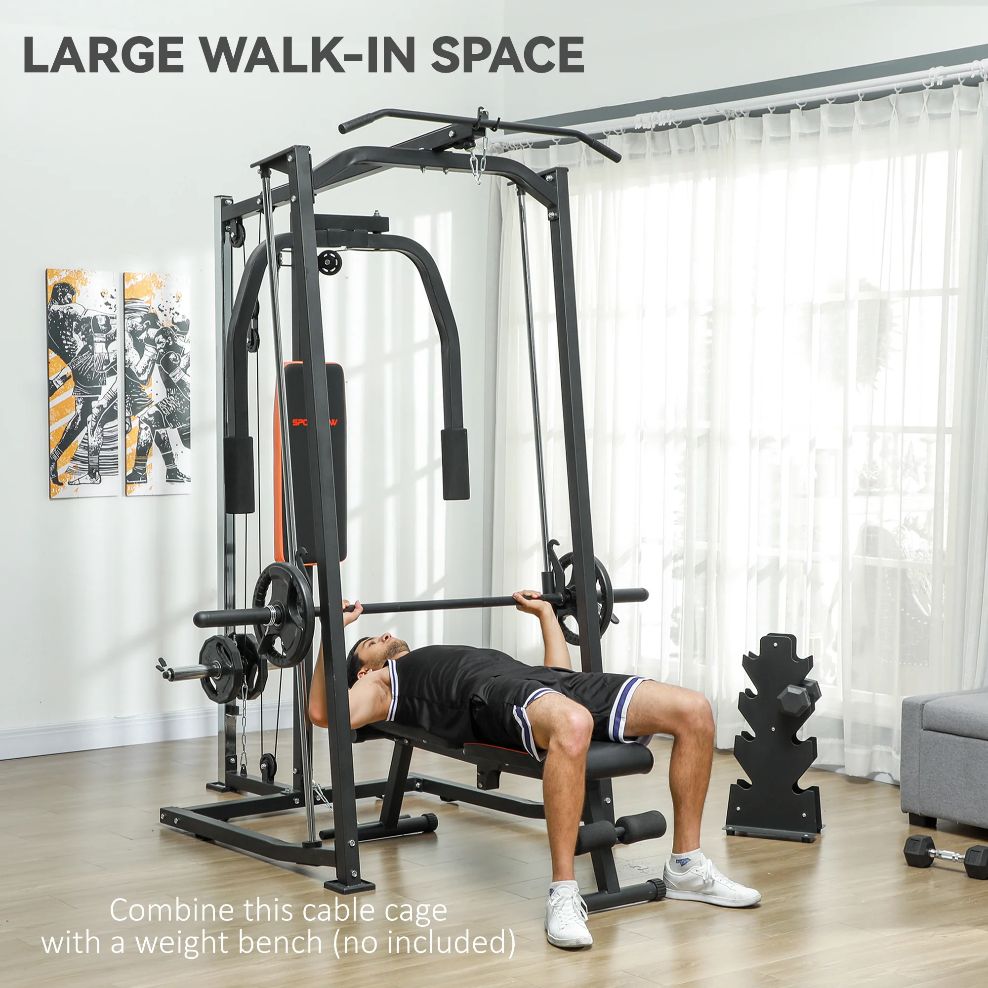 SPORTNOW Multi-Gym Smith Machine Power Cage for Home Gym Weight Lifting - Image 7