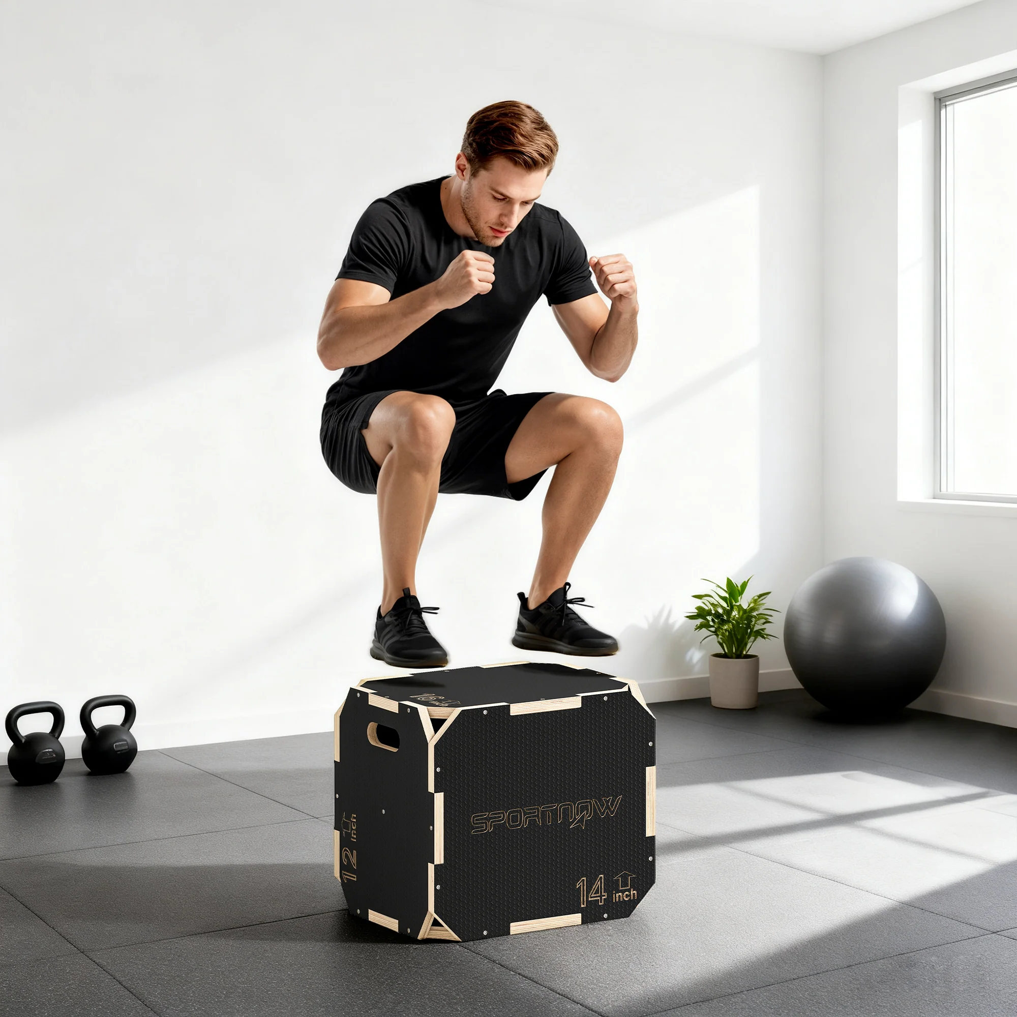 SPORTNOW Non-Slip Plyo Box, Corner-free Wooden Jump Box - Image 2