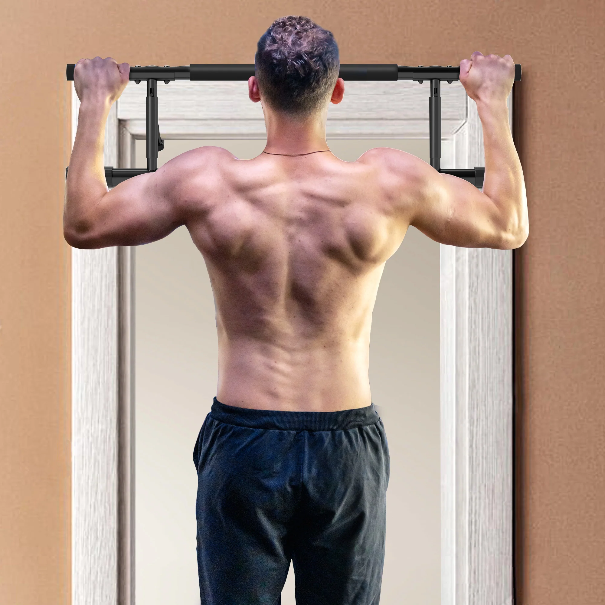 SPORTNOW Pull-Up Bar Doorway Push Up Stand W/ Resistance Bands - Image 11