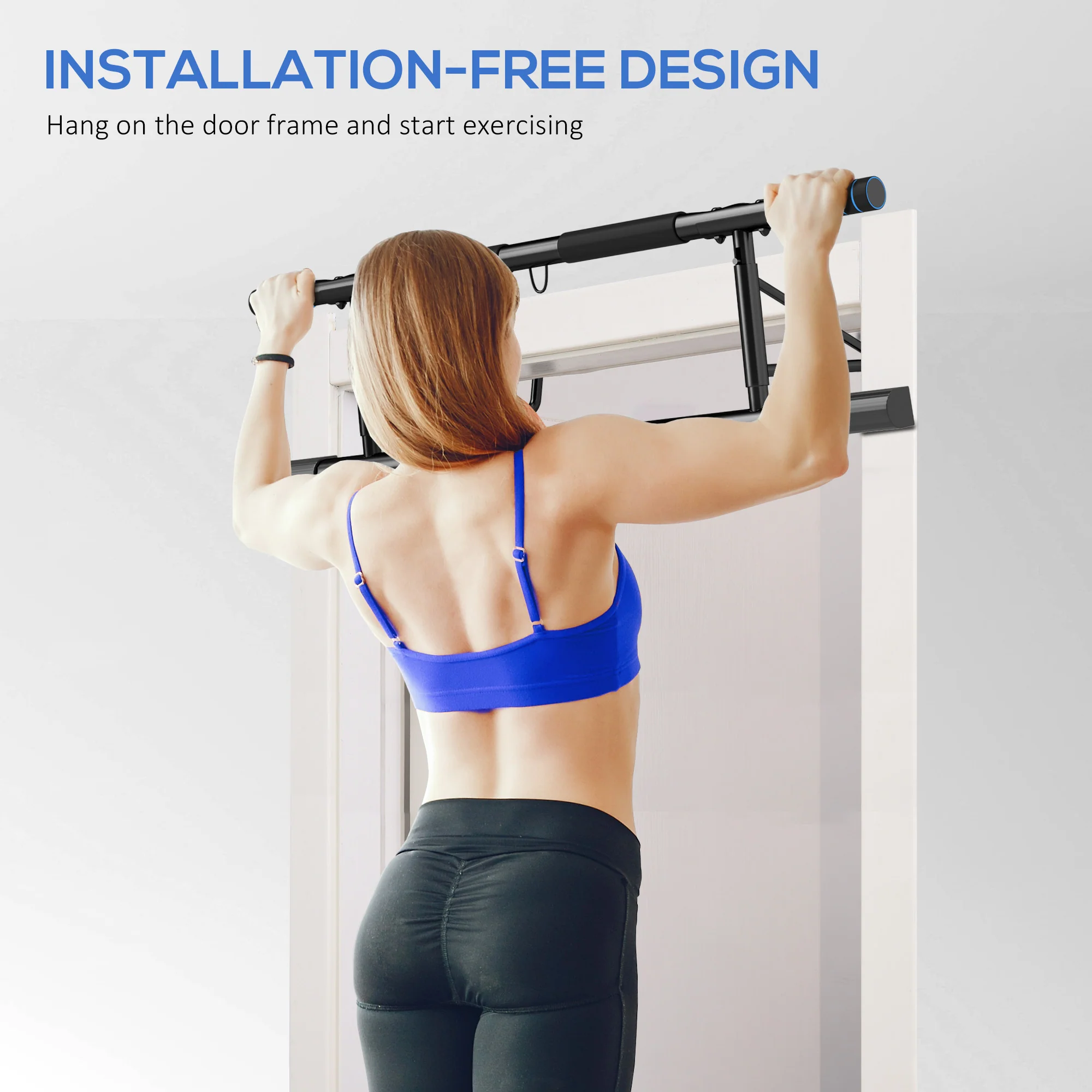 SPORTNOW Pull-Up Bar Doorway Push Up Stand W/ Resistance Bands - Image 12