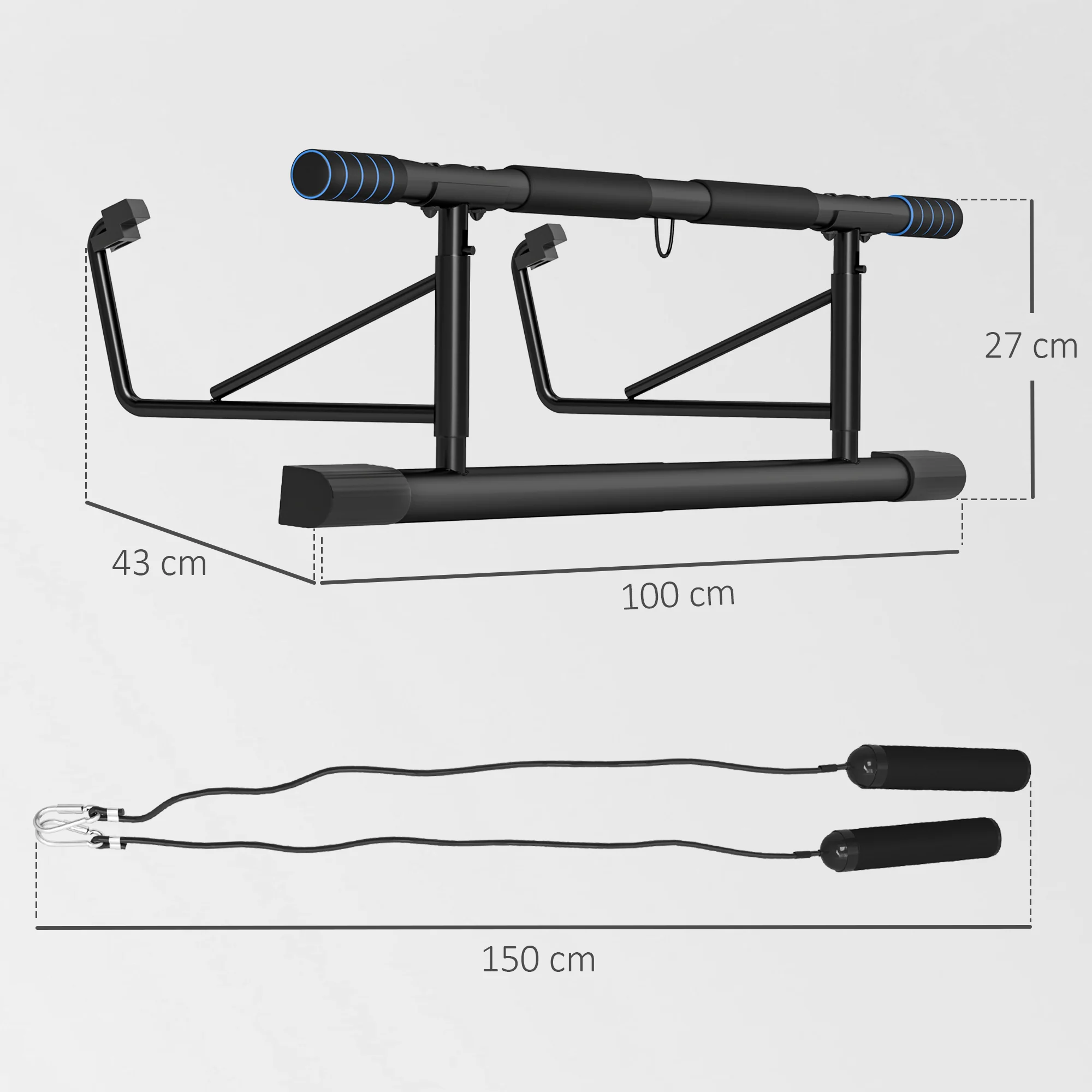 SPORTNOW Pull-Up Bar Doorway Push Up Stand W/ Resistance Bands - Image 14