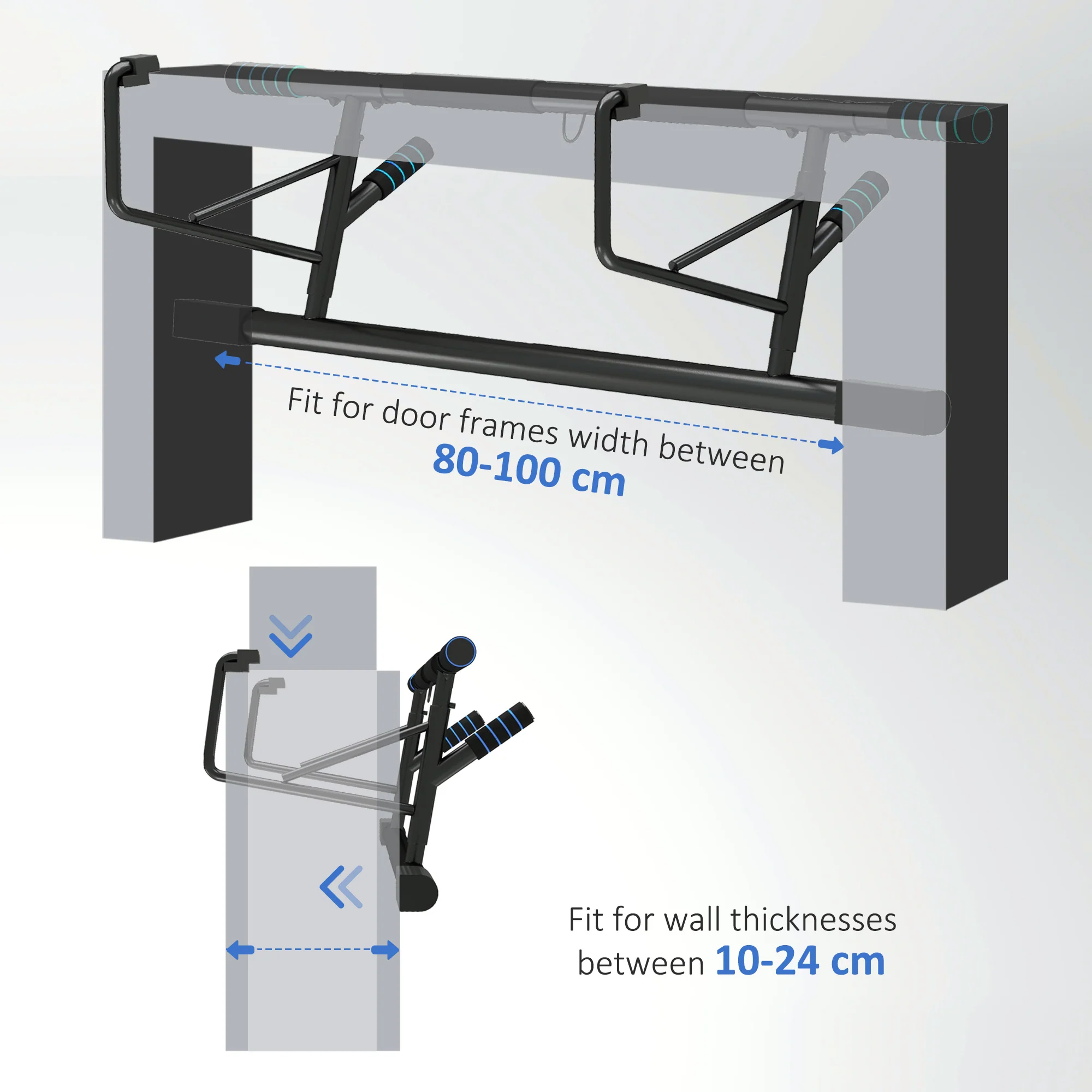 SPORTNOW Pull-Up Bar Doorway Push Up Stand W/ Resistance Bands - Image 4