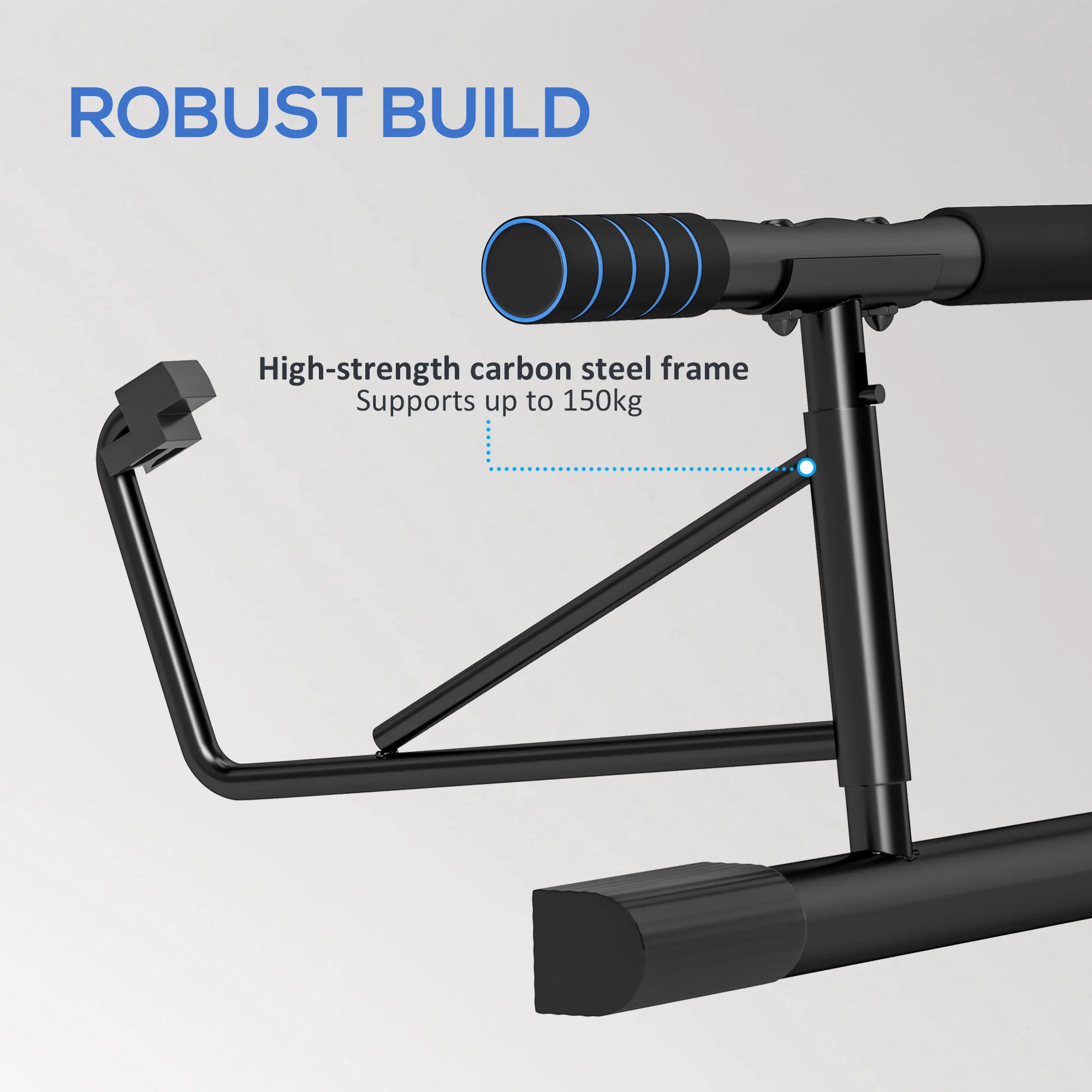 SPORTNOW Pull-Up Bar Doorway Push Up Stand W/ Resistance Bands - Image 7