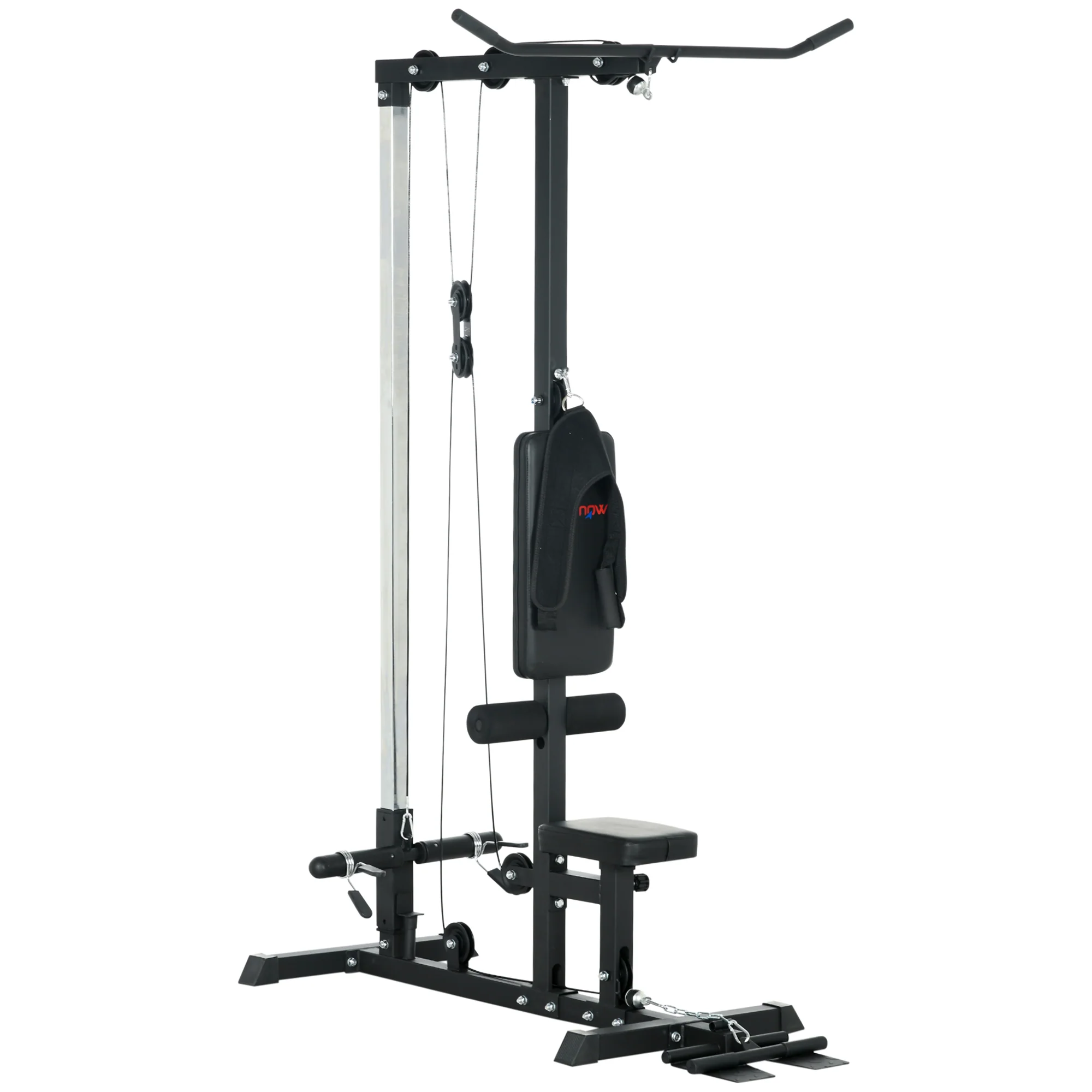 SPORTNOW Pull Up Station Power Cage with Adjustable Seat, Home Gym - Red - Image 10