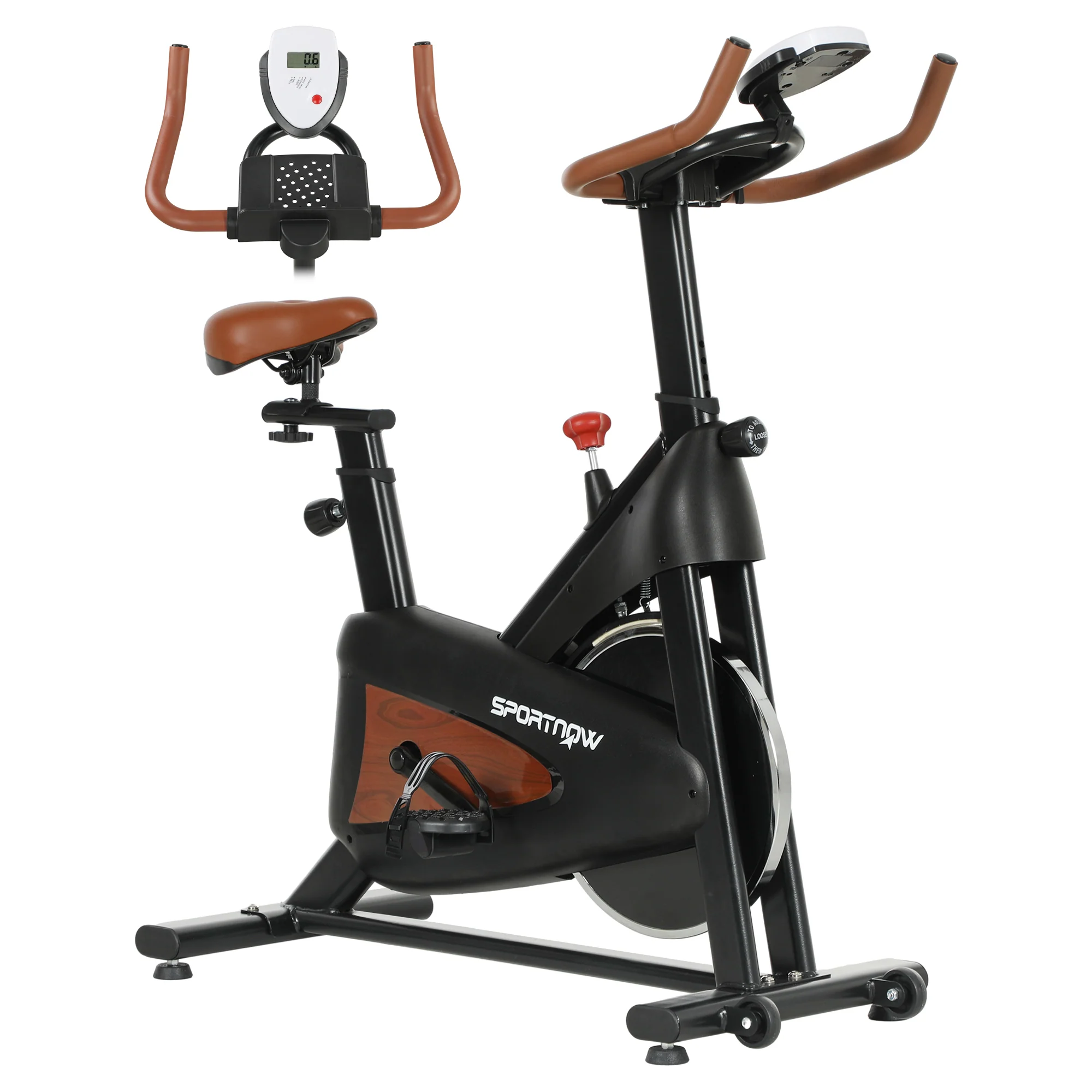 SPORTNOW Quiet Stationary Exercise Bike with Adjustable Seat, White - Image 10