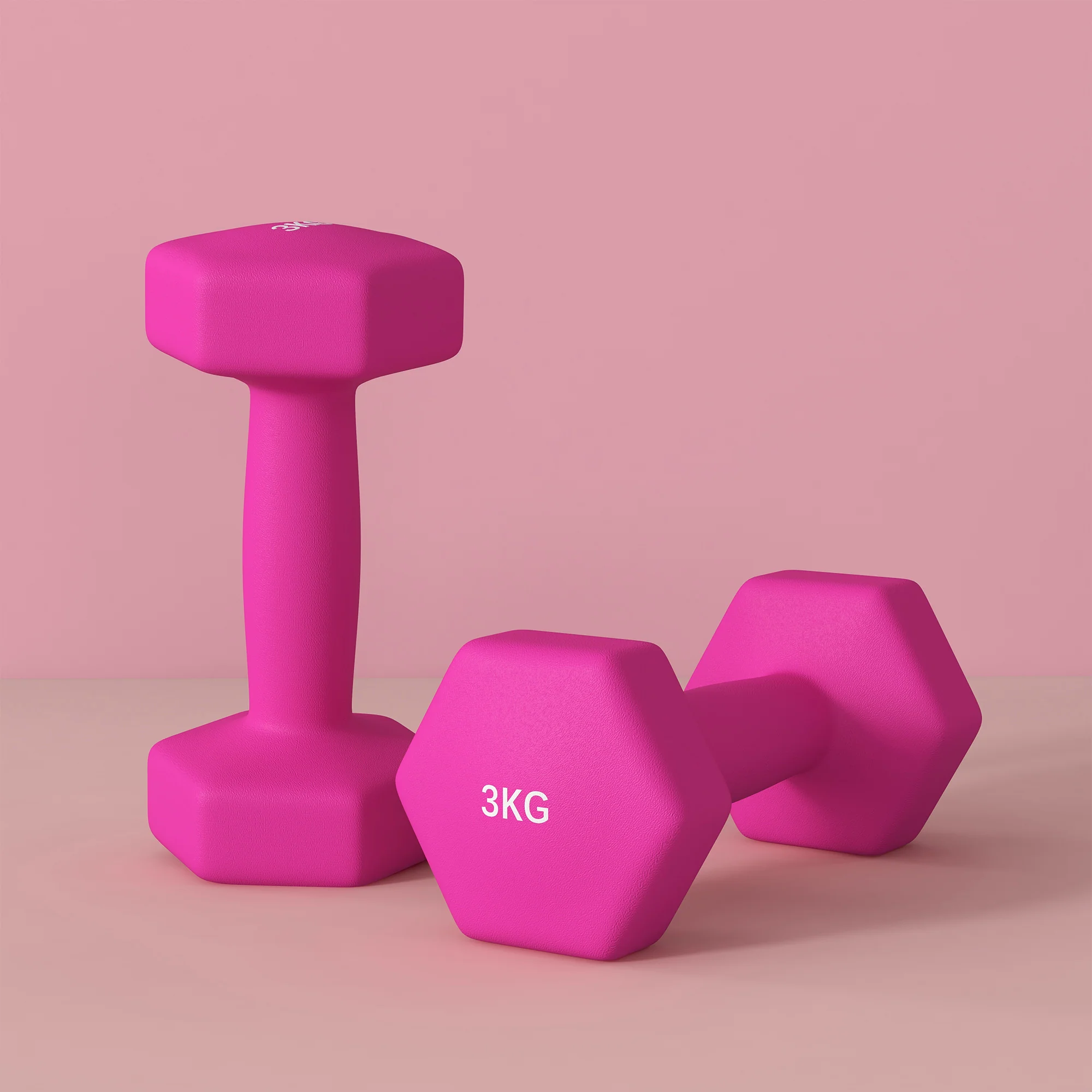 SPORTNOW Set Of 2 Hexagonal Dumbbells Weights Pair, 2 X 3kg, Pink - Image 9