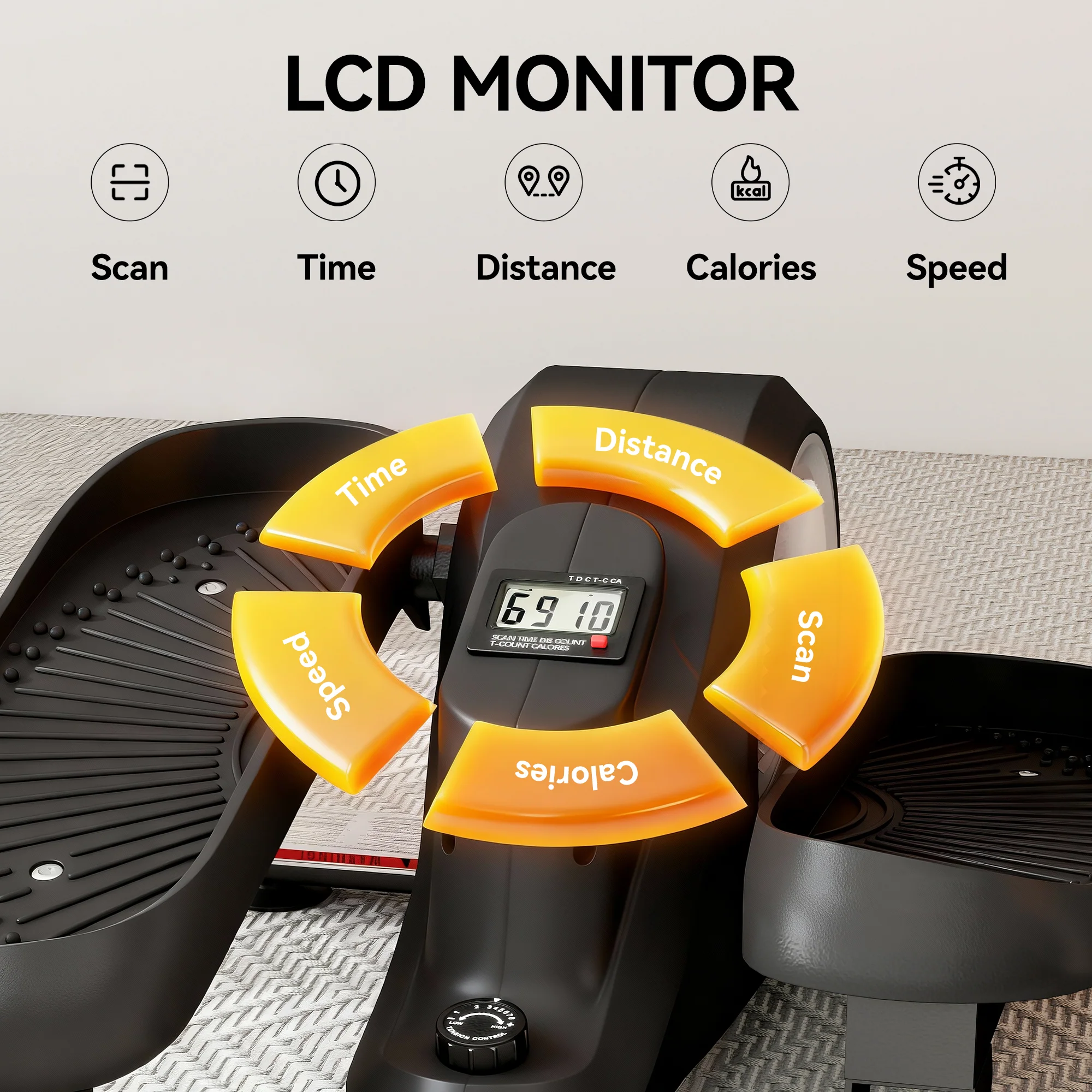 SPORTNOW Under Desk Elliptical Machine, Pedal Exerciser with LCD Monitor - Image 7