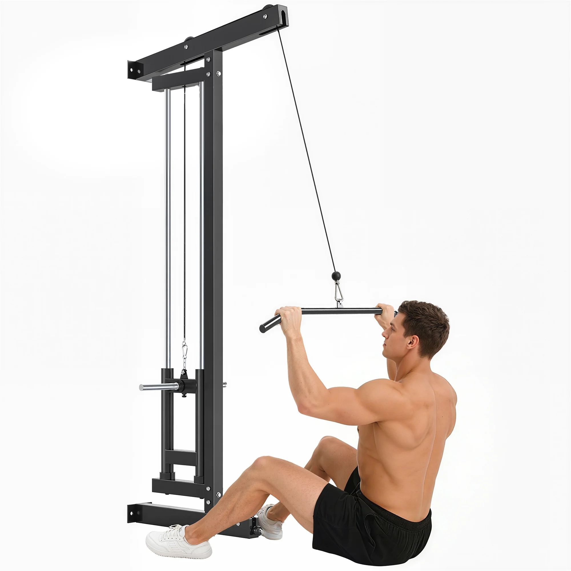 SPORTNOW Wall Mounted Crossover Cable Machine Lat Pull Down Machine