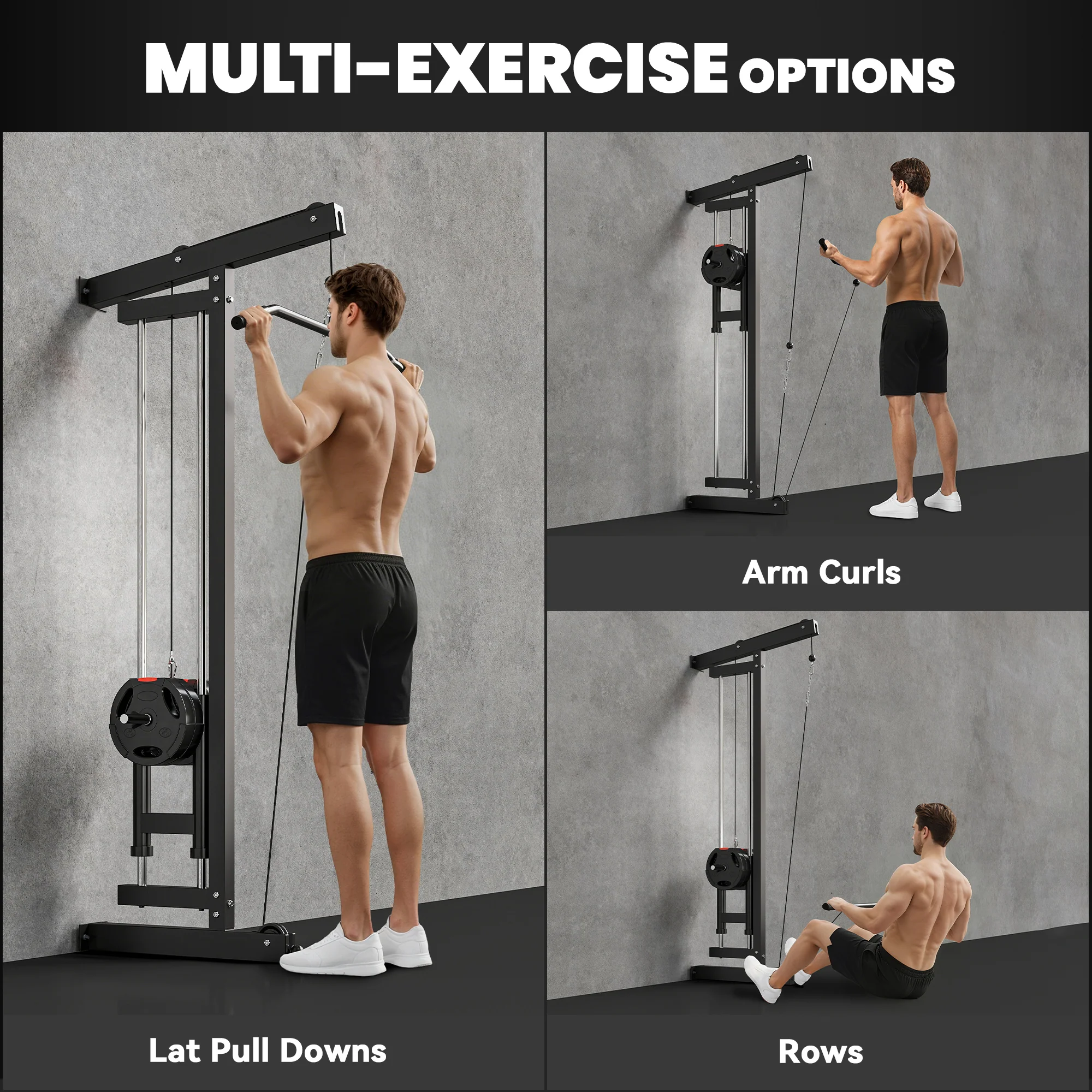 SPORTNOW Wall Mounted Crossover Cable Machine Lat Pull Down Machine - Image 3