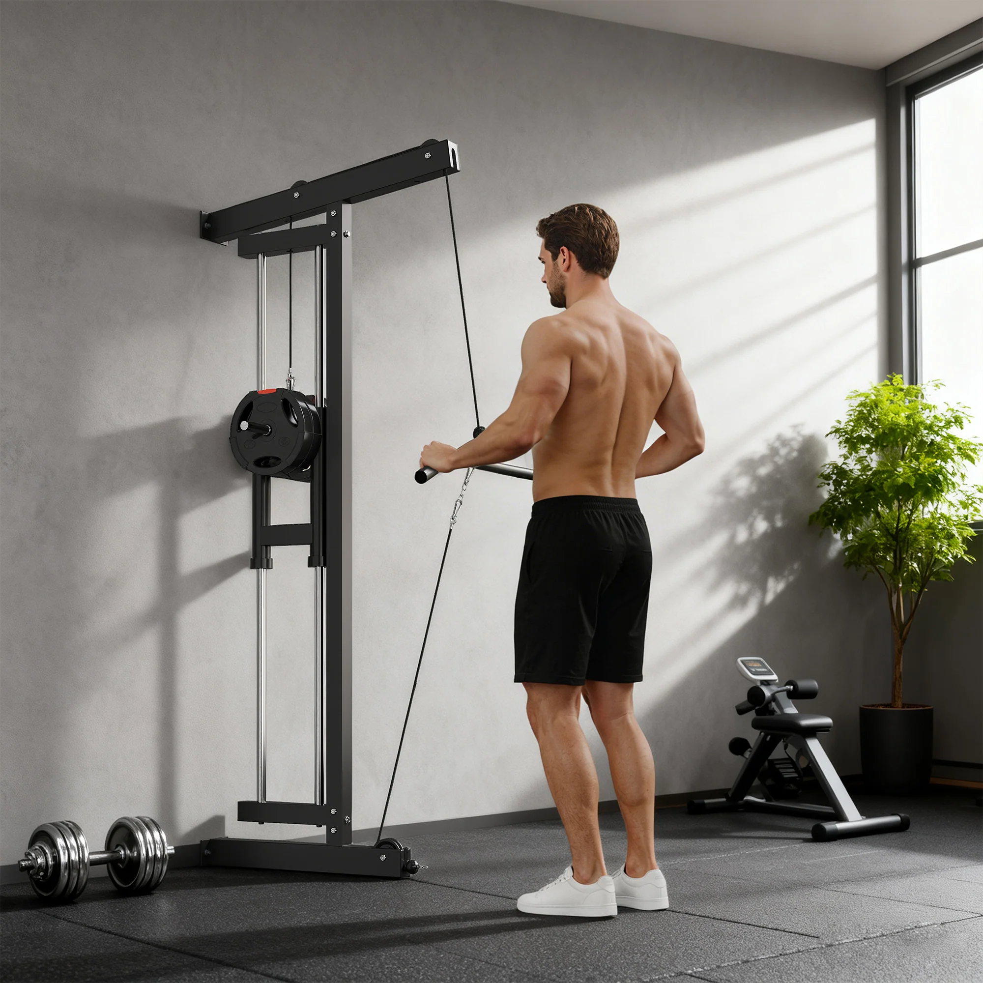 SPORTNOW Wall Mounted Crossover Cable Machine Lat Pull Down Machine - Image 8