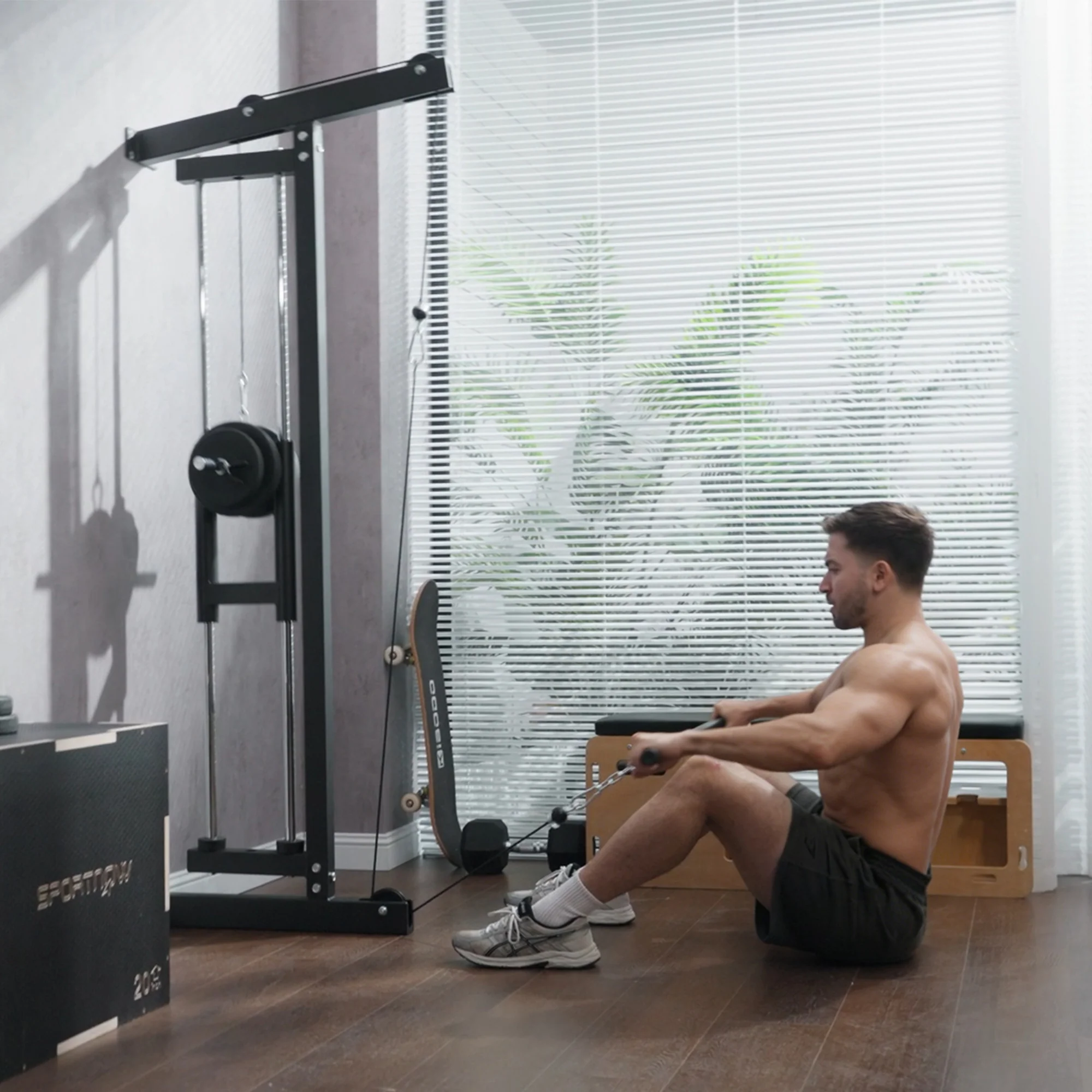 SPORTNOW Wall Mounted Crossover Cable Machine Lat Pull Down Machine - Image 9