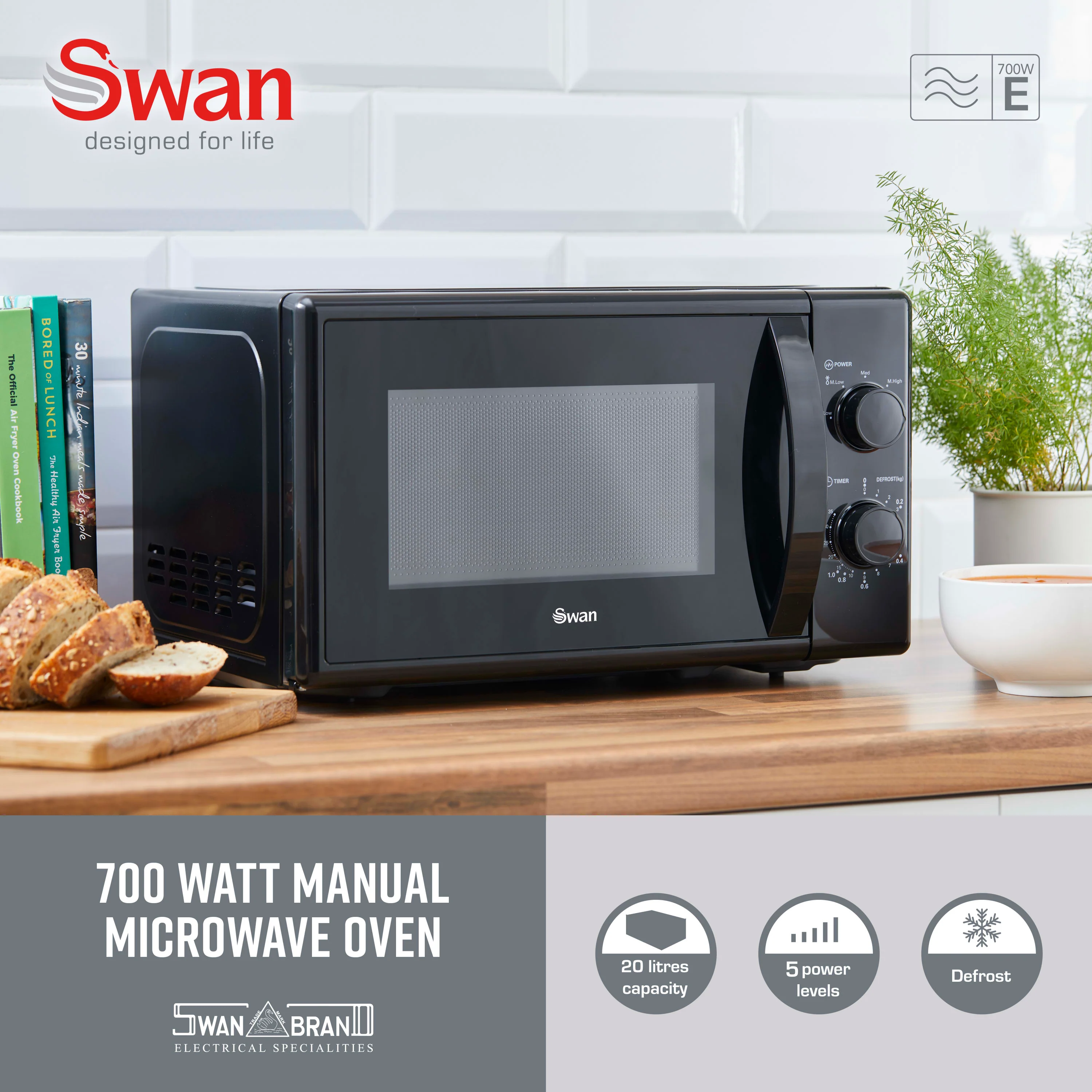 Swan 20L 700W Manual Microwave - Image 2