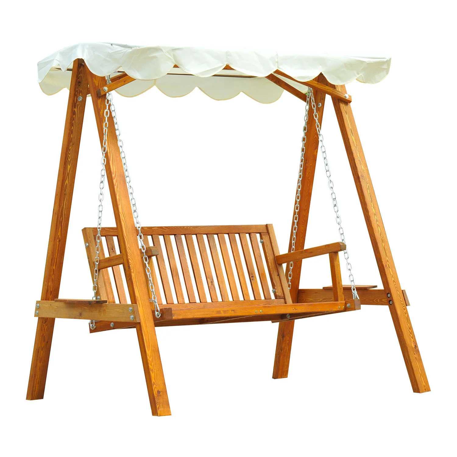 Wooden Swing Bench With Canopy