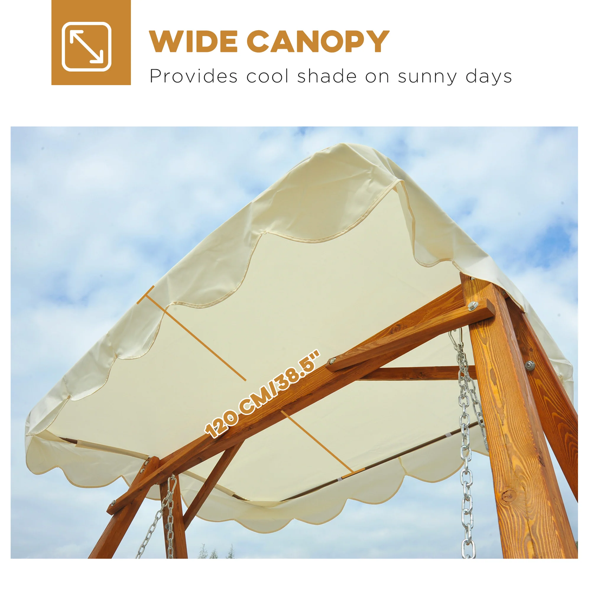 Wooden Swing Bench With Canopy - Image 3