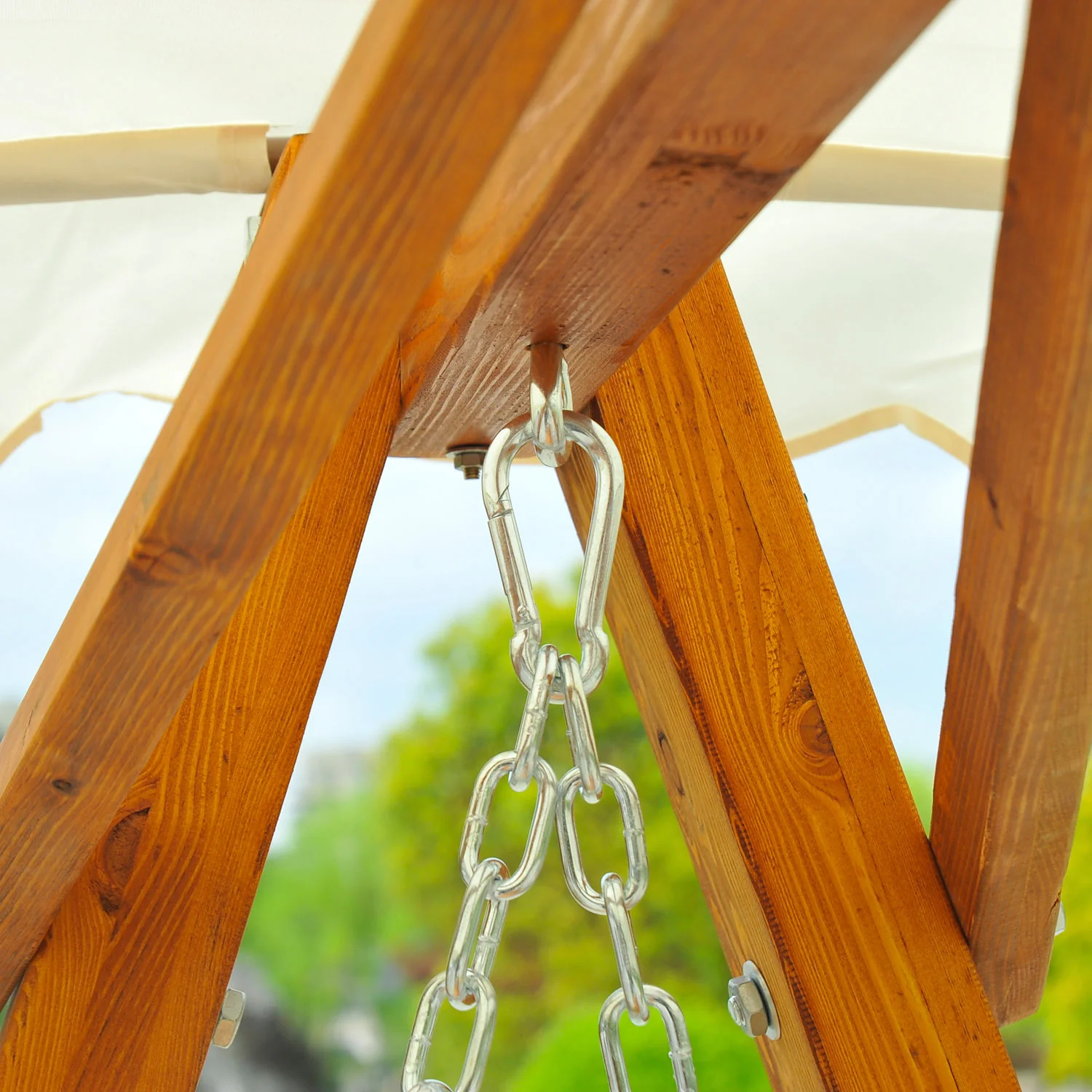 Wooden Swing Bench With Canopy - Image 7