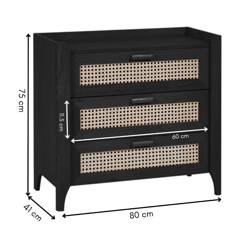 Sydney 3 Drawer Chest - Black Ash - Image 8
