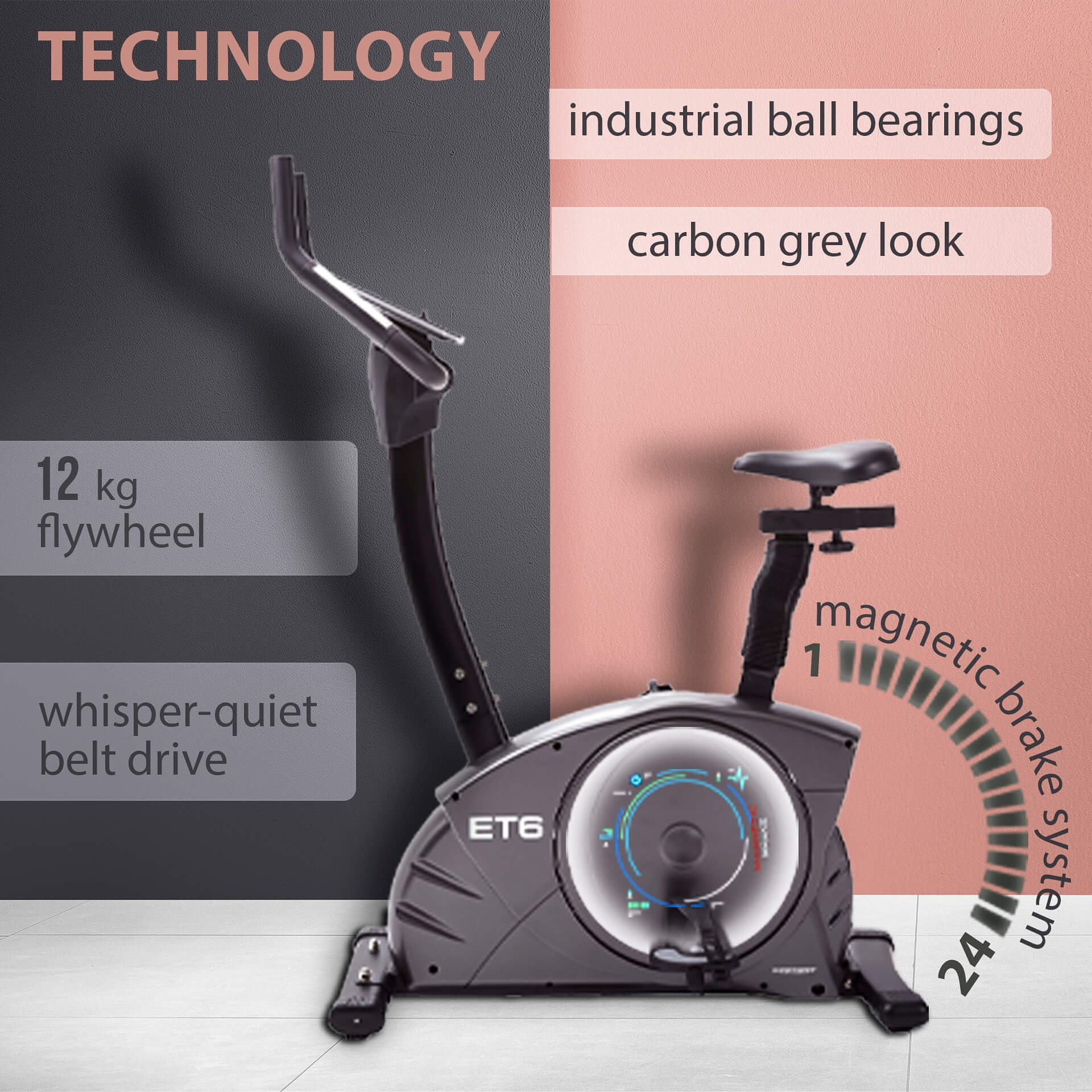 TopSports Exercise Bike Ergometer ET 6 With Kinomap, Incl. Heart Rate Receiver - Image 2