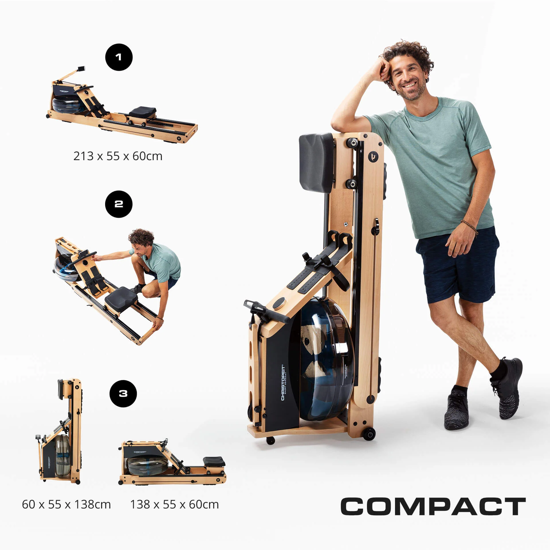 TopSports Wooden Water Rower WP 5000 With Kinomap, Incl. Heart Rate Receiver - Image 6