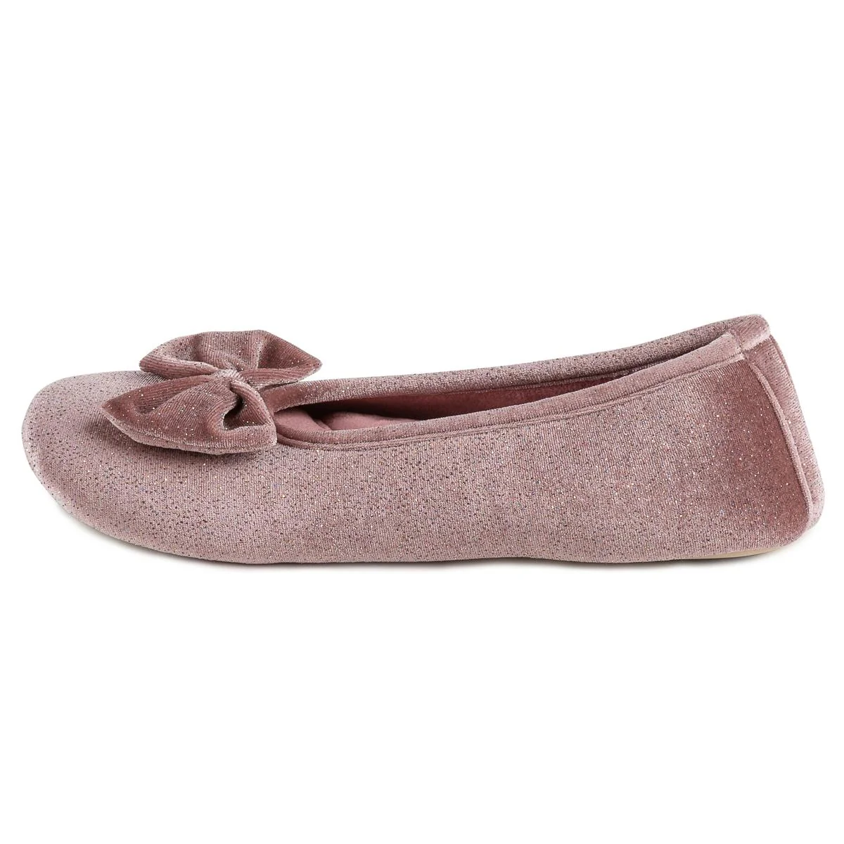 Totes Sparkle Velour Ballet Womens Slippers - Pink - Image 4