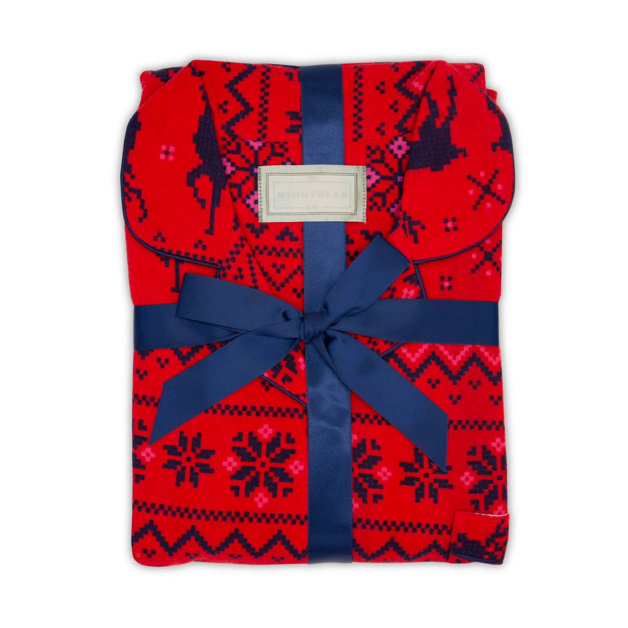 Ladies Fairisle Flannel Pyjama Set-Red