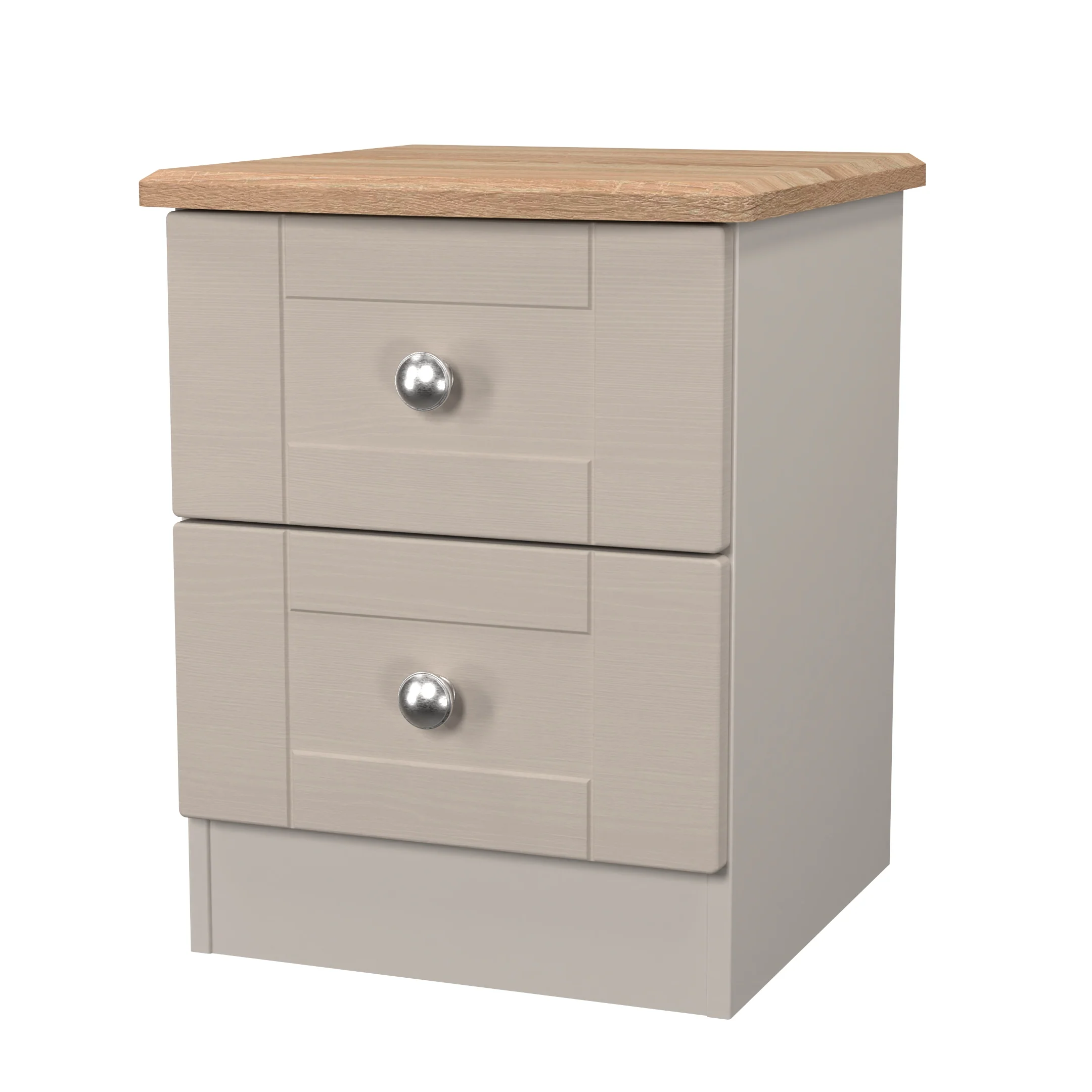 Tutbury Ready Assembled 2 Drawer Bedside Cabinet in Kashmir Ash & Bardolino Oak - Image 4