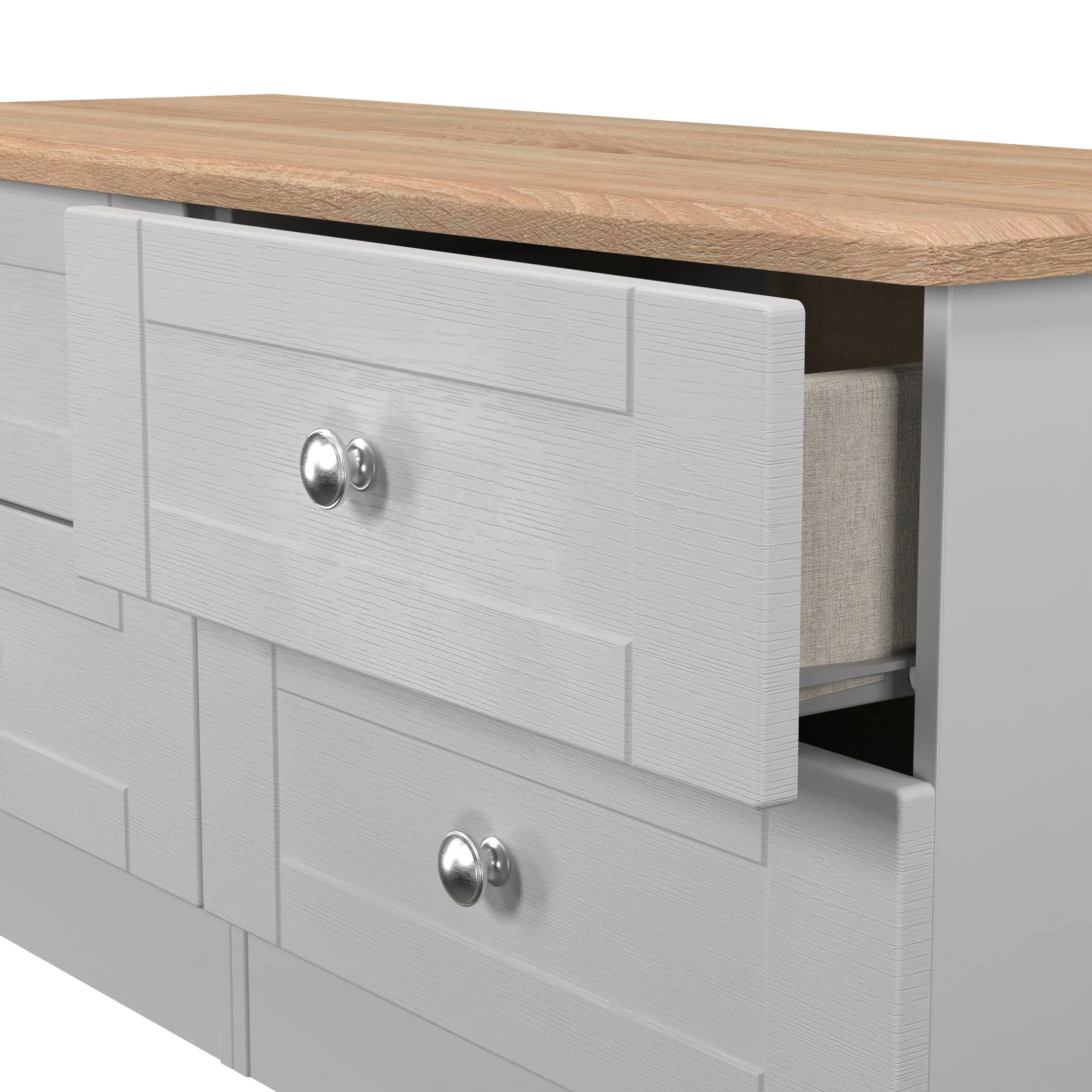 Tutbury Ready Assembled 4 Drawer Bed Box in Grey Ash & Bardolino Oak - Image 6