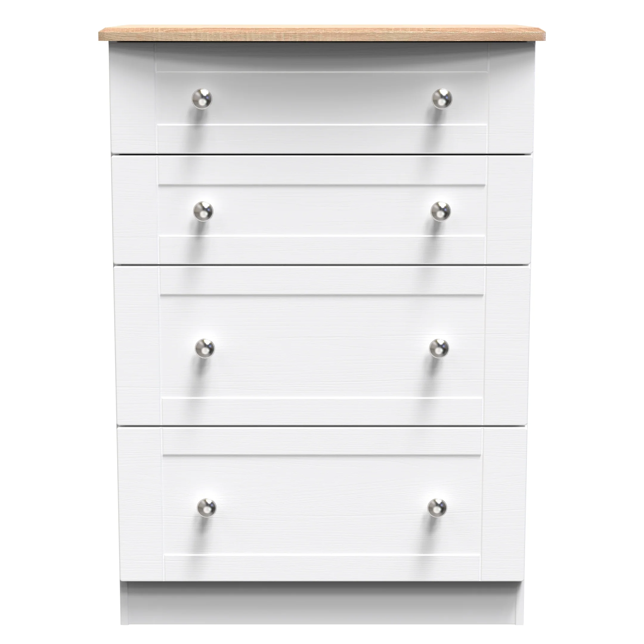 Tutbury Ready Assembled 4 Drawer Deep Chest in White Ash & Bardolino Oak - Image 2