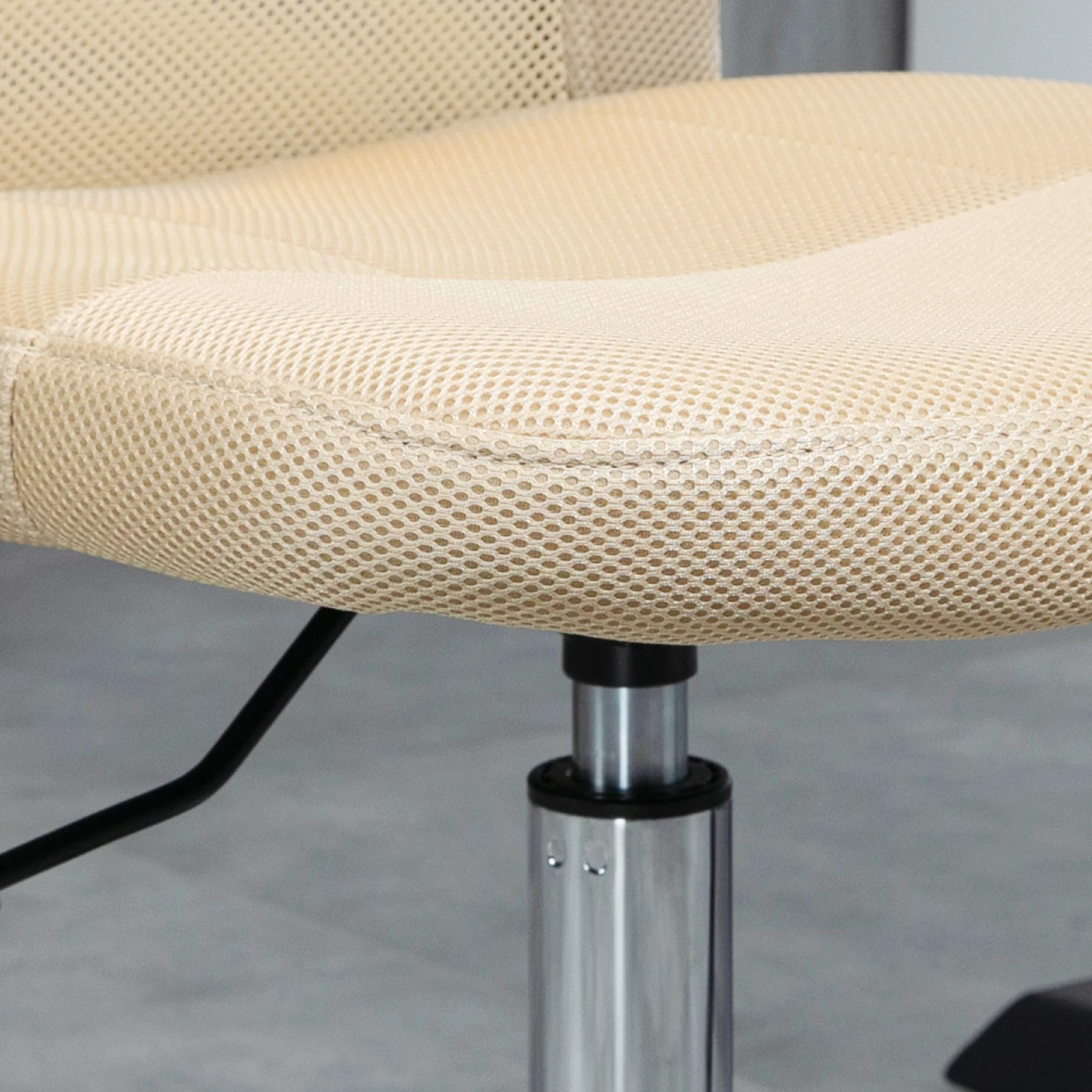 Vinsetto Armless Office Chair with Adjustable Height Mesh Back Wheels Beige - Image 7