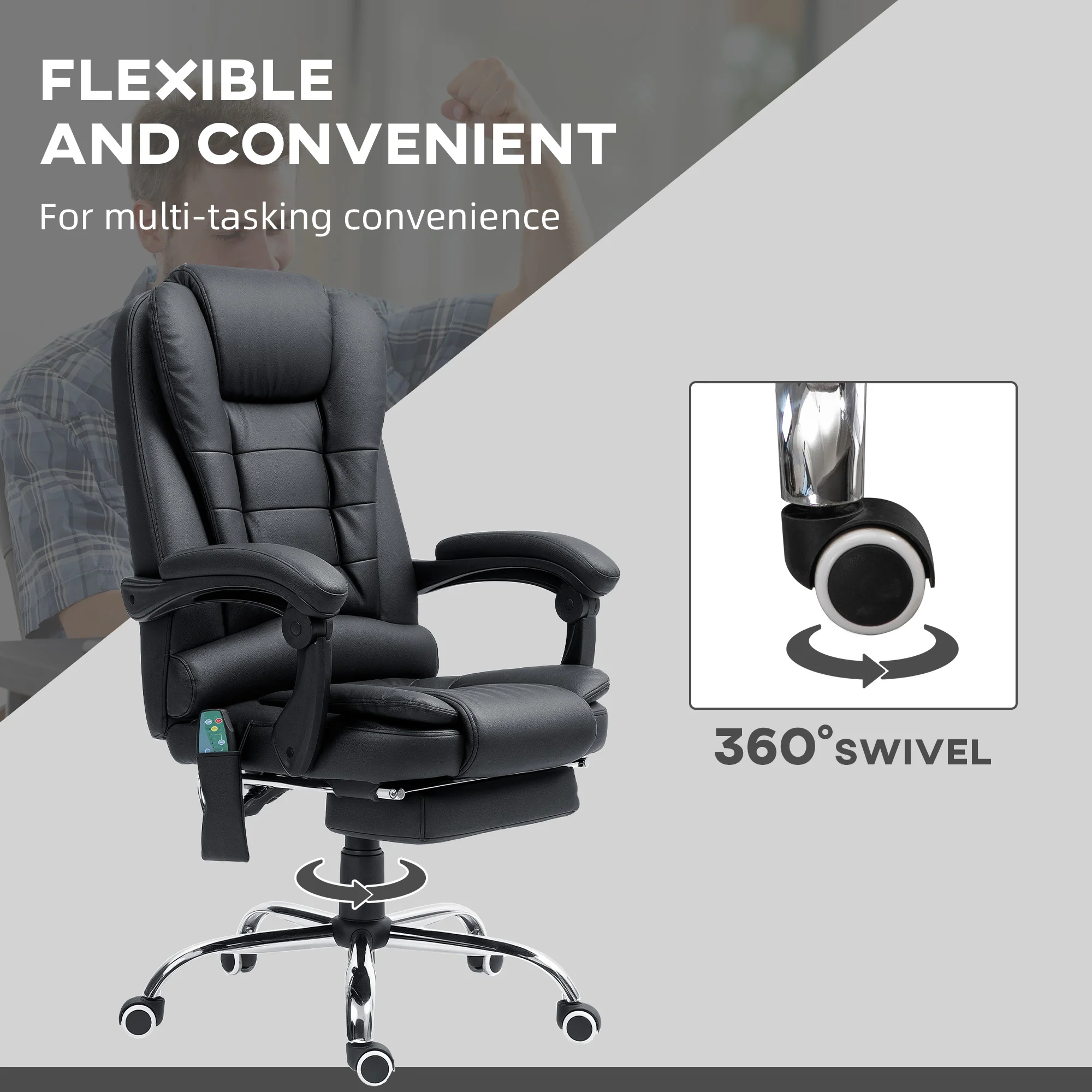Vinsetto Ergonomic Heated 6 Points Vibration Massage Office Chair - Image 7
