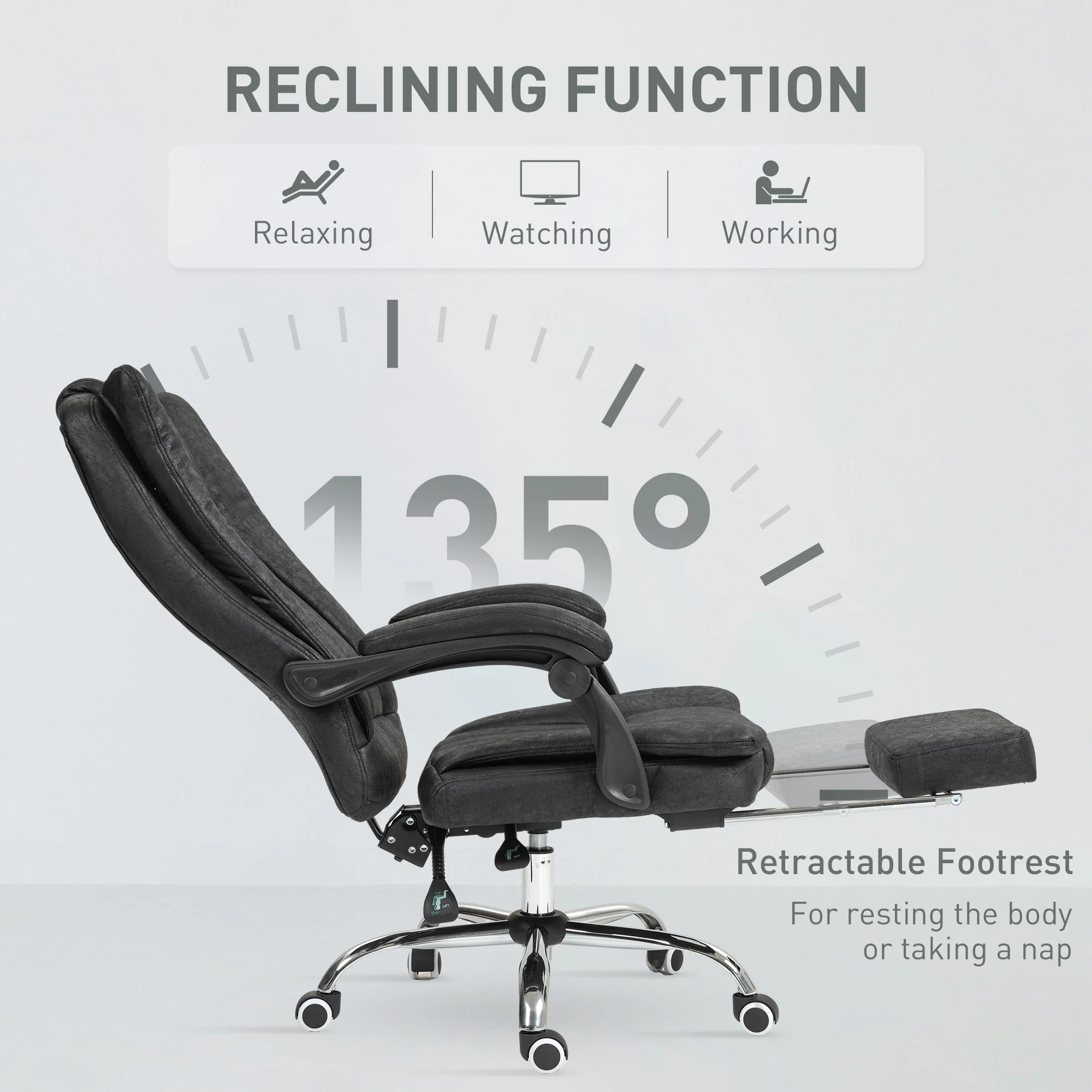 Vinsetto Executive Office Chair Computer Desk Chair For Home W/ Footrest, Black - Image 4