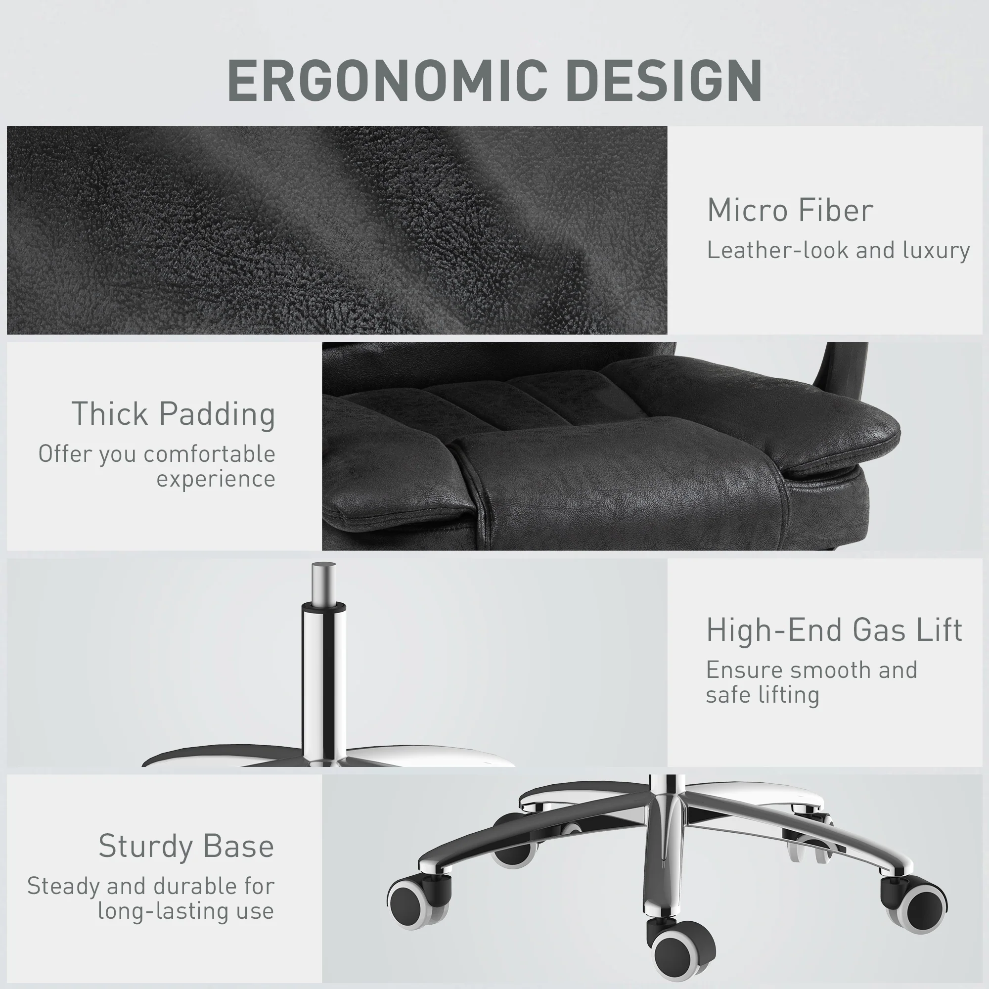 Vinsetto Executive Office Chair Computer Desk Chair For Home W/ Footrest, Black - Image 7