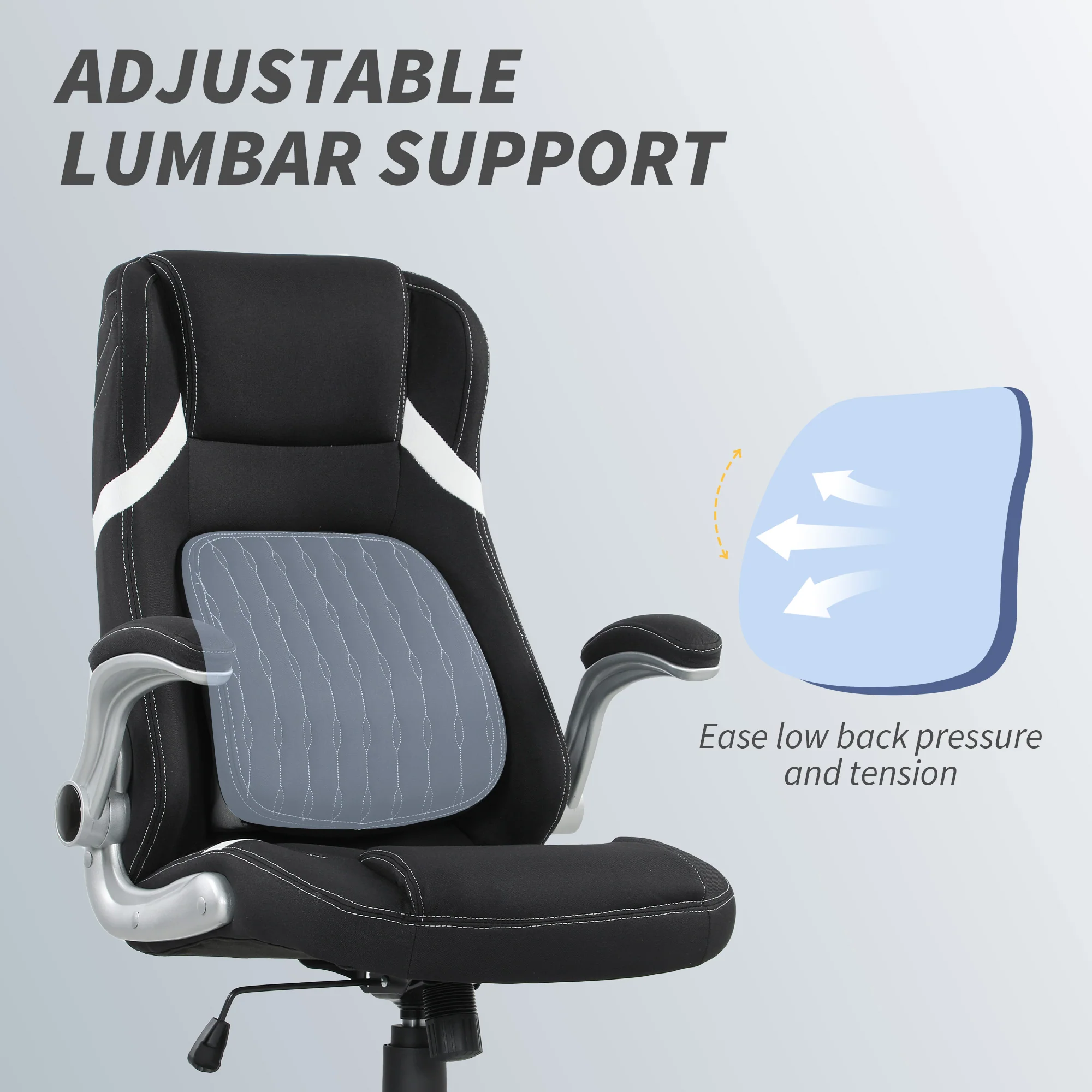 Vinsetto Fabric Office Desk Chair W/ Adjustable Height Tilt Function - Image 15
