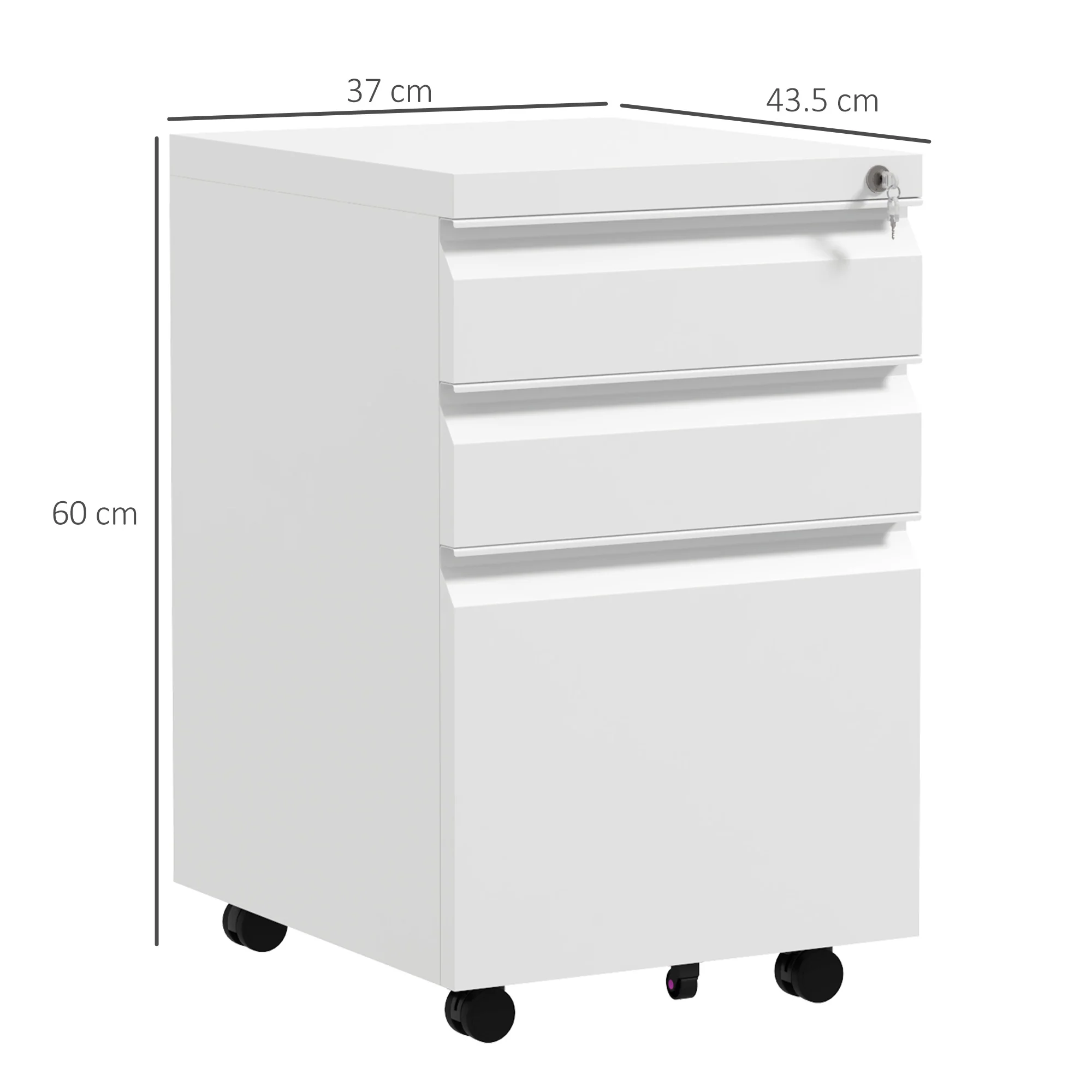 Vinsetto Filing Cabinet With Lock And Hanging Bar For Letter A4 Legal, White - Image 5