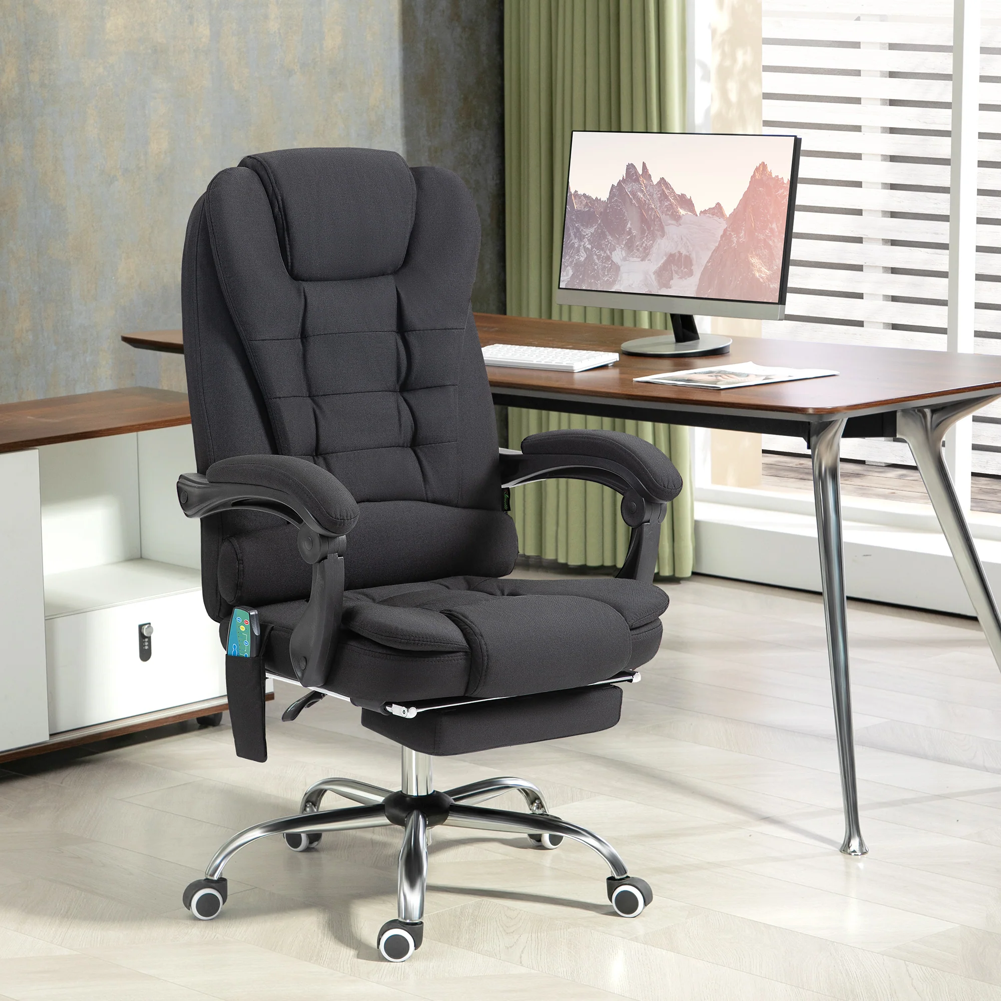 Vinsetto Heated Vibration Massage Office Chair With Footrest,Black - Image 2