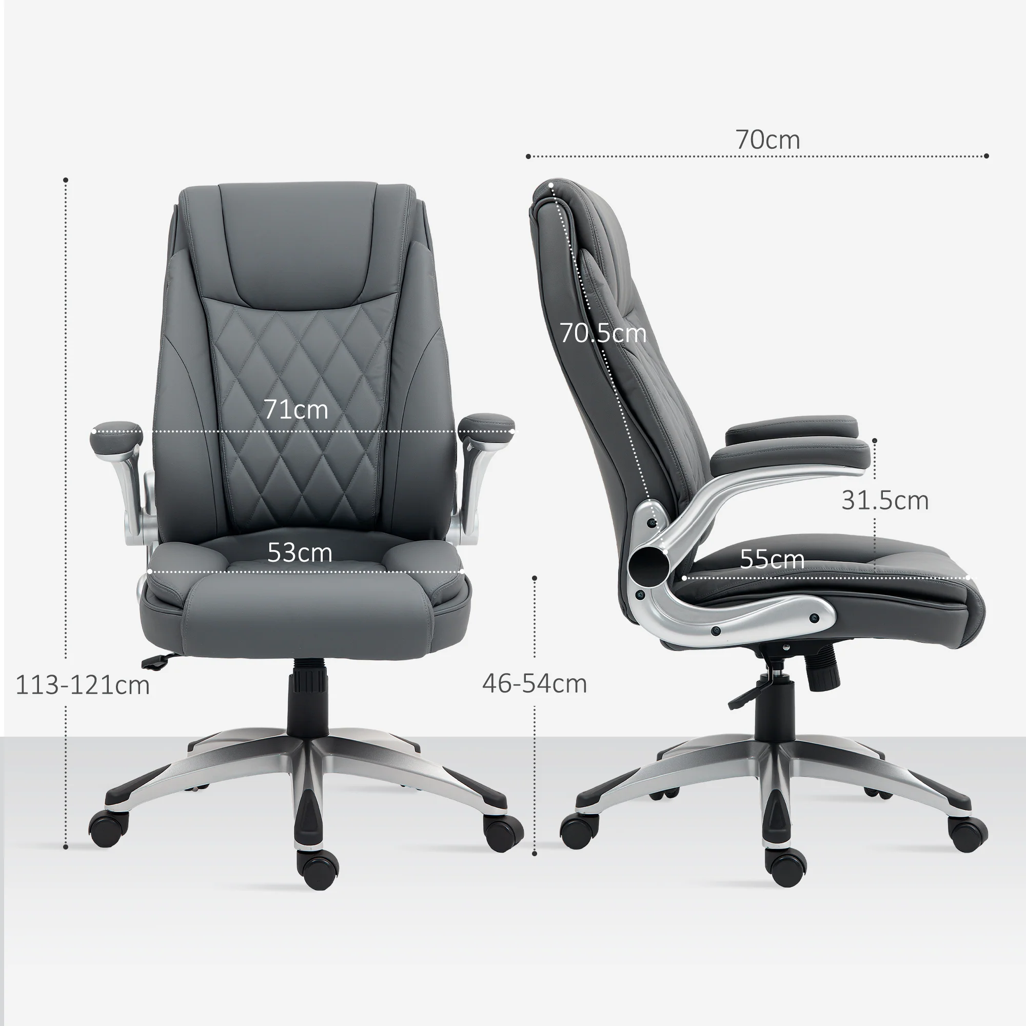 Vinsetto High Back Executive Office Chair Home Swivel Dark Grey - Image 5