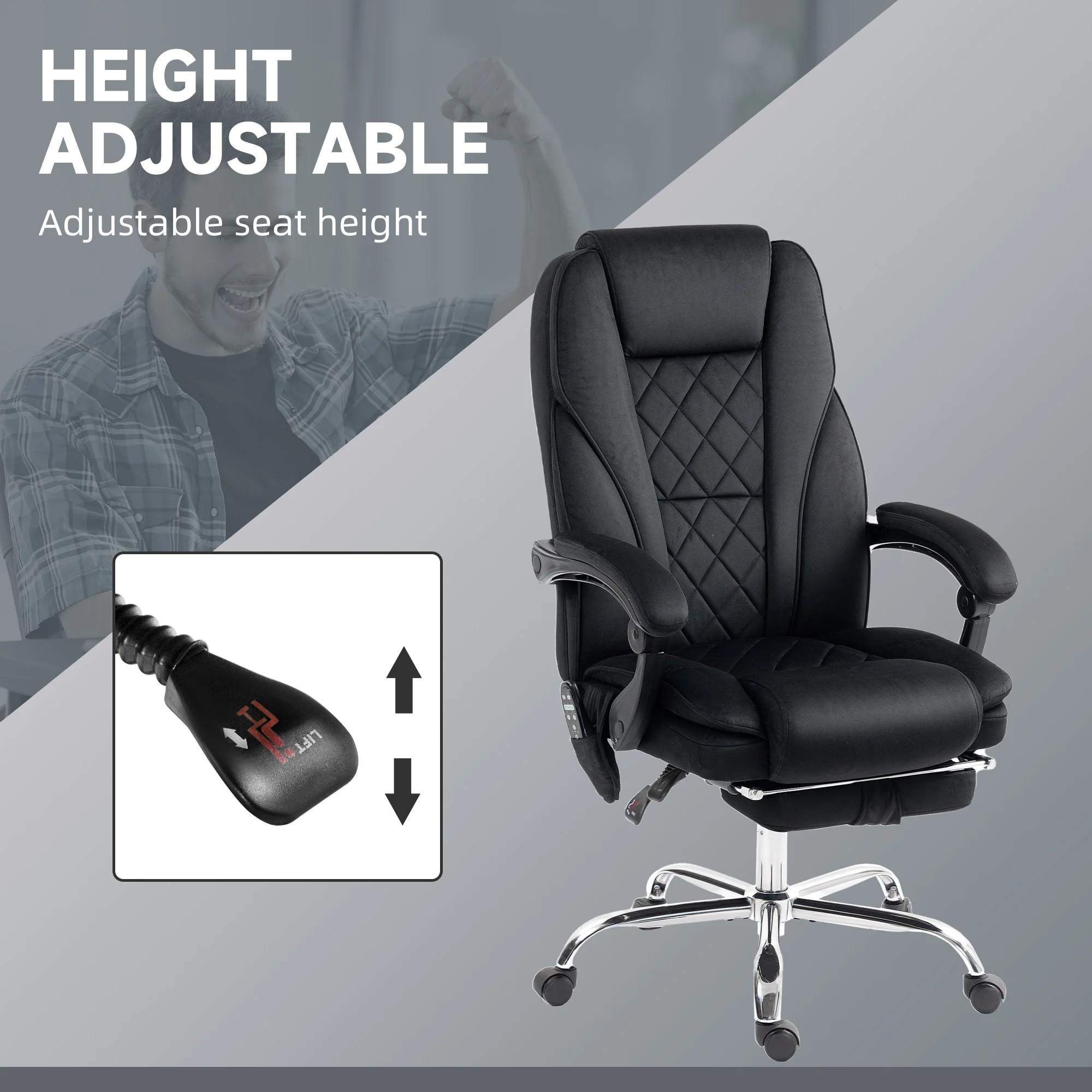 Vinsetto Massage Office Chair, Heated Reclining Desk Chair - Image 4