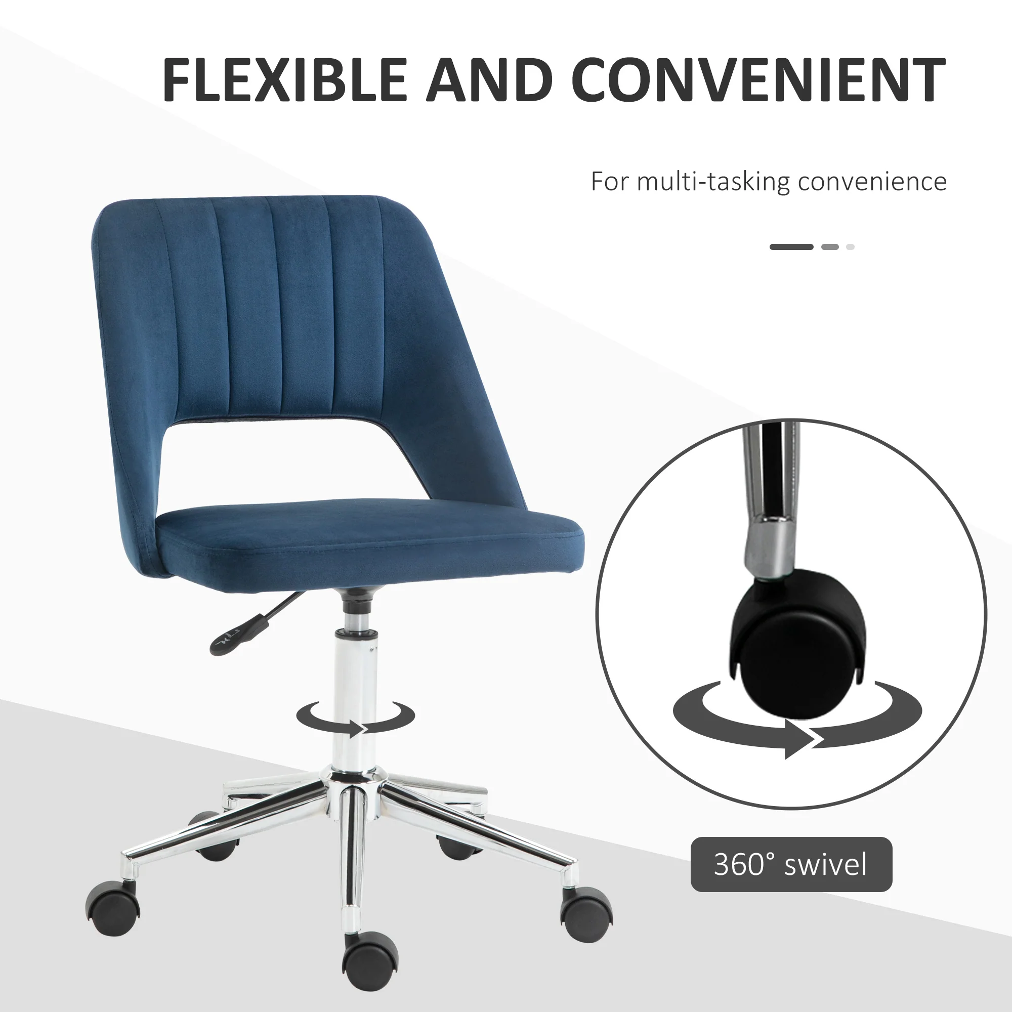 Vinsetto Mid-Back Swivel Home Office Chair Scallop Computer Chair - Image 15