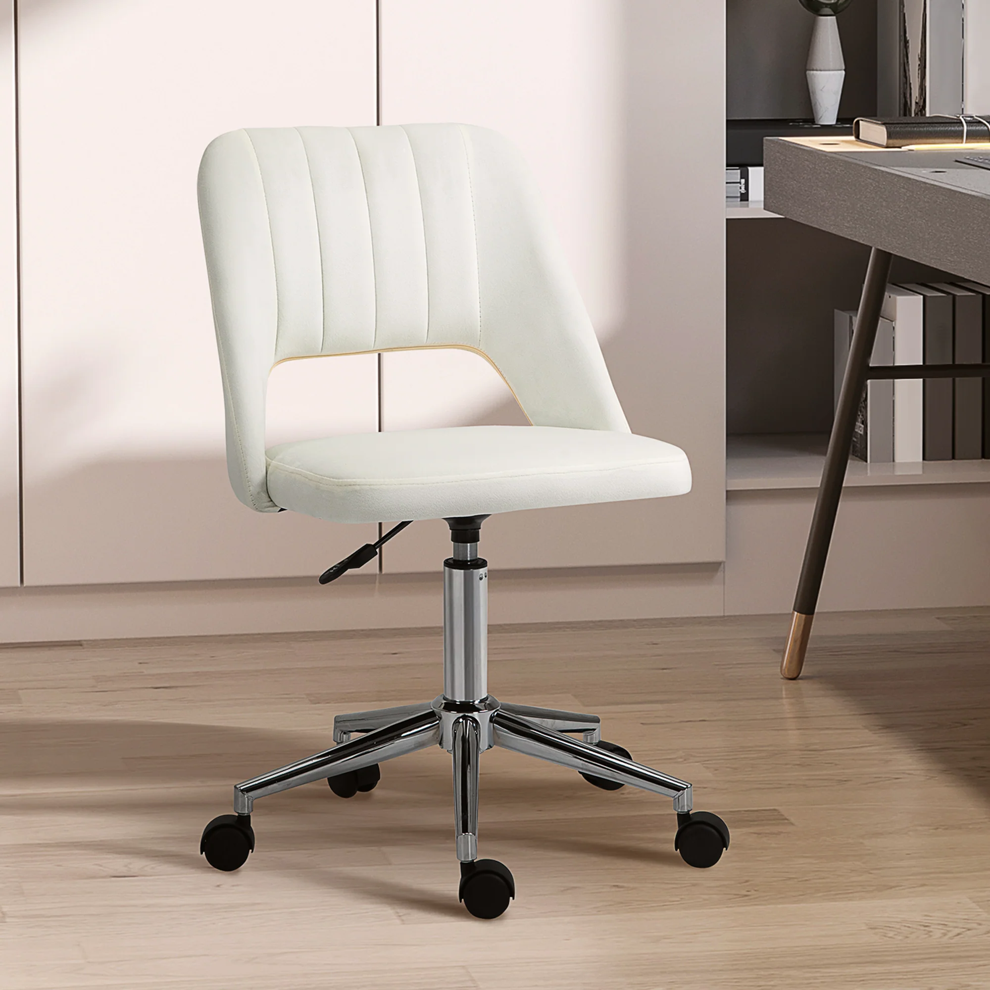 Vinsetto Mid-Back Swivel Home Office Chair Scallop Computer Chair - Image 2