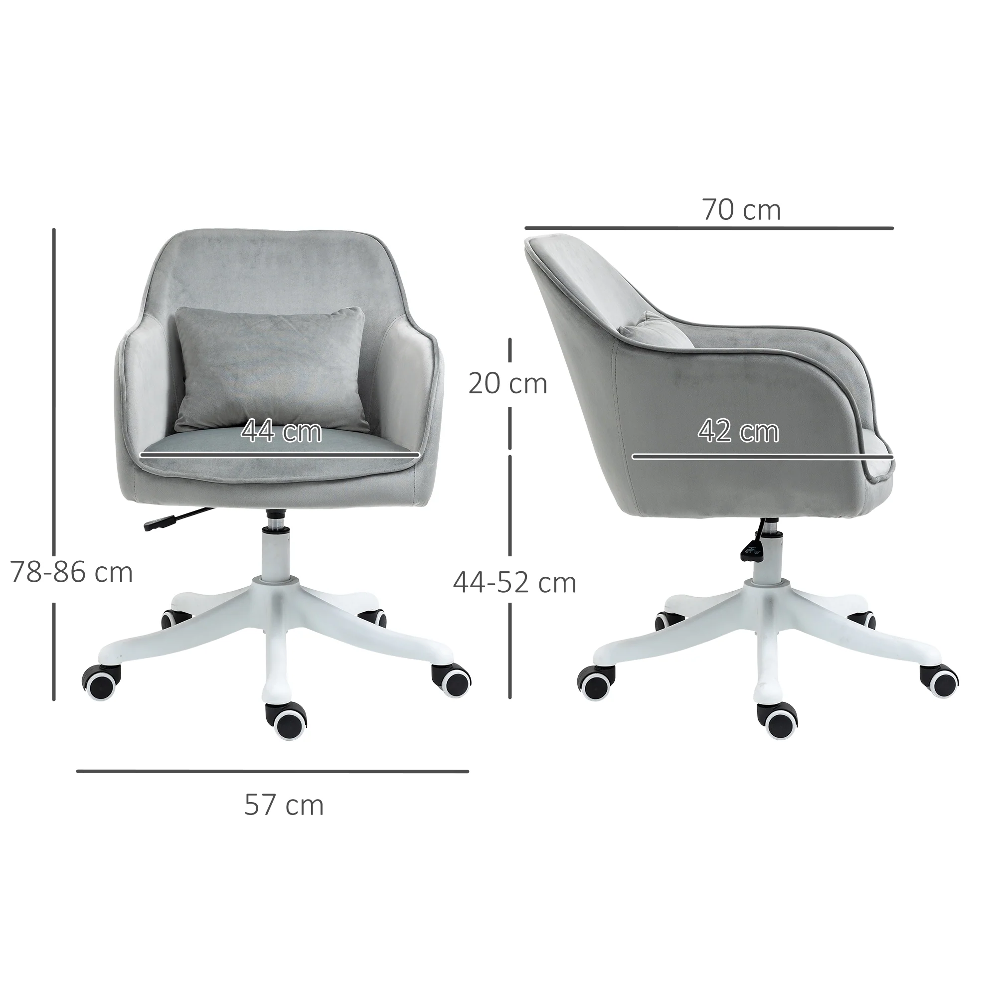 Vinsetto Office Chair with Rechargeable Vibration Massage Lumbar Pillow, Wheels - Image 5