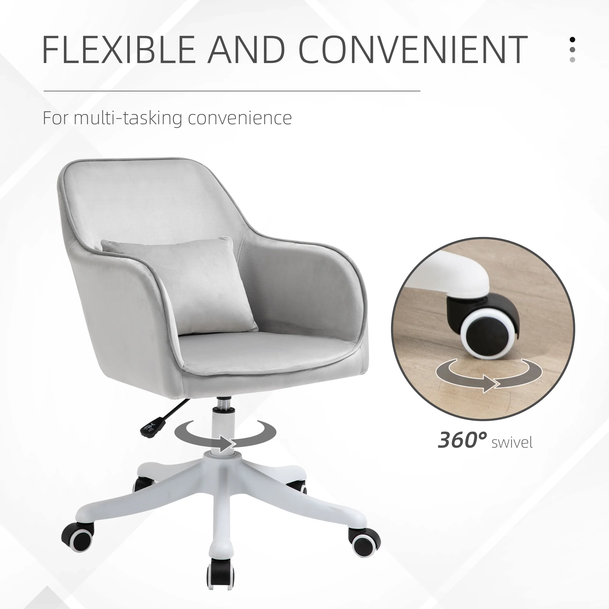 Vinsetto Office Chair with Rechargeable Vibration Massage Lumbar Pillow, Wheels - Image 6